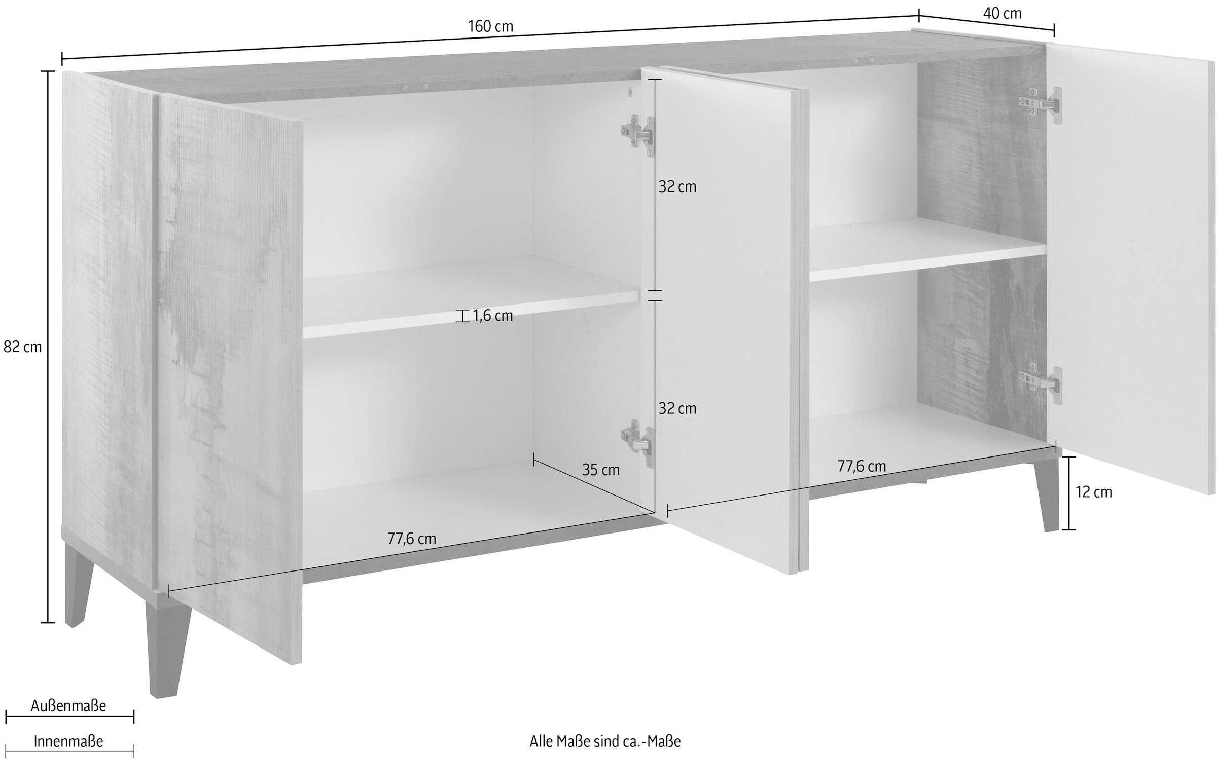 INOSIGN Sideboard »Sunrise«, Breite 160 cm