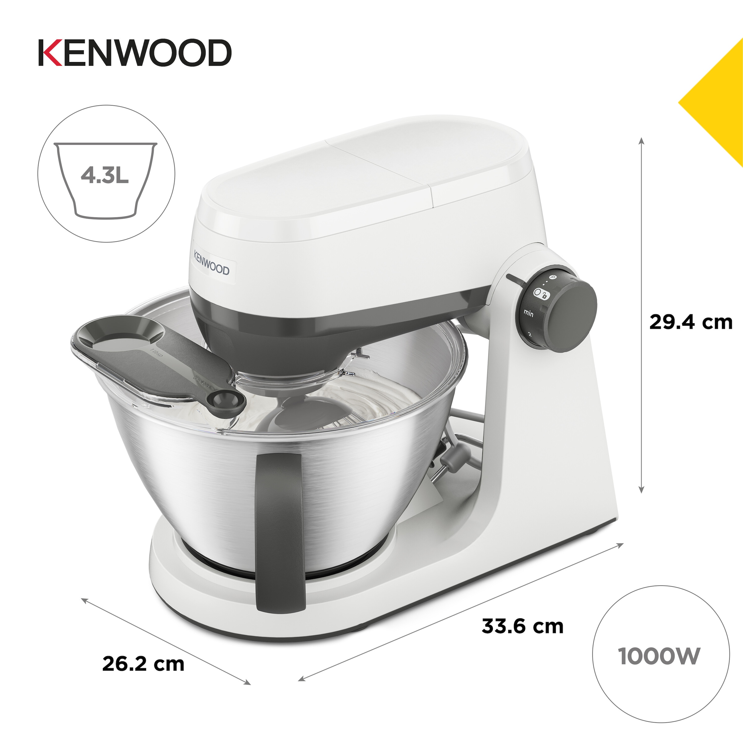 Kenwood Küchenmaschine »Multi Tasker KHC30.000WH« Aufbewahrung für 2 Aufsätze, Einhandschüssel & 44% leiser als KHC29