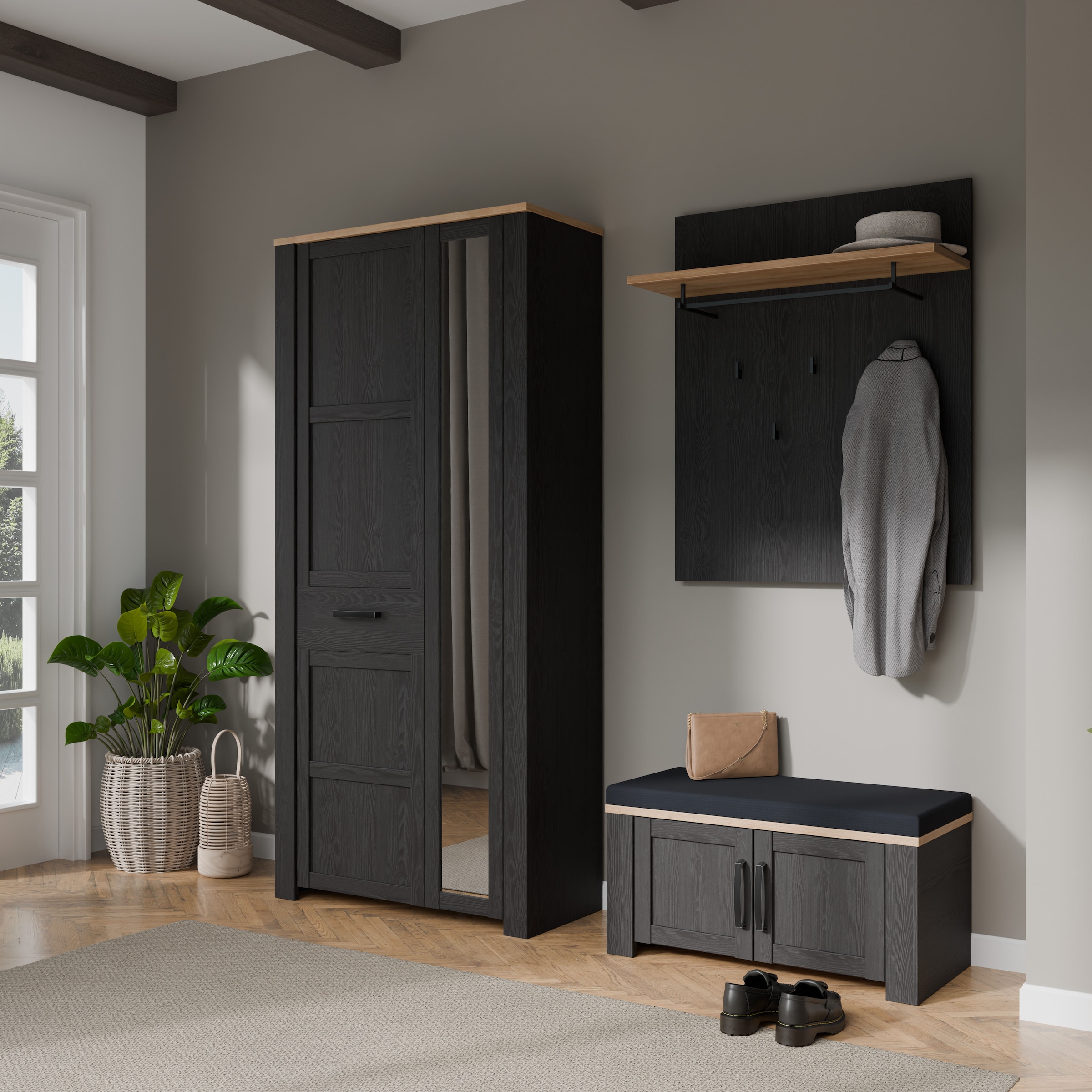 FORTE Polsterbank »Bohol, Garderobenbank mit Sitzpolster, Stauraum« B/H/T 86,5/45/42cm