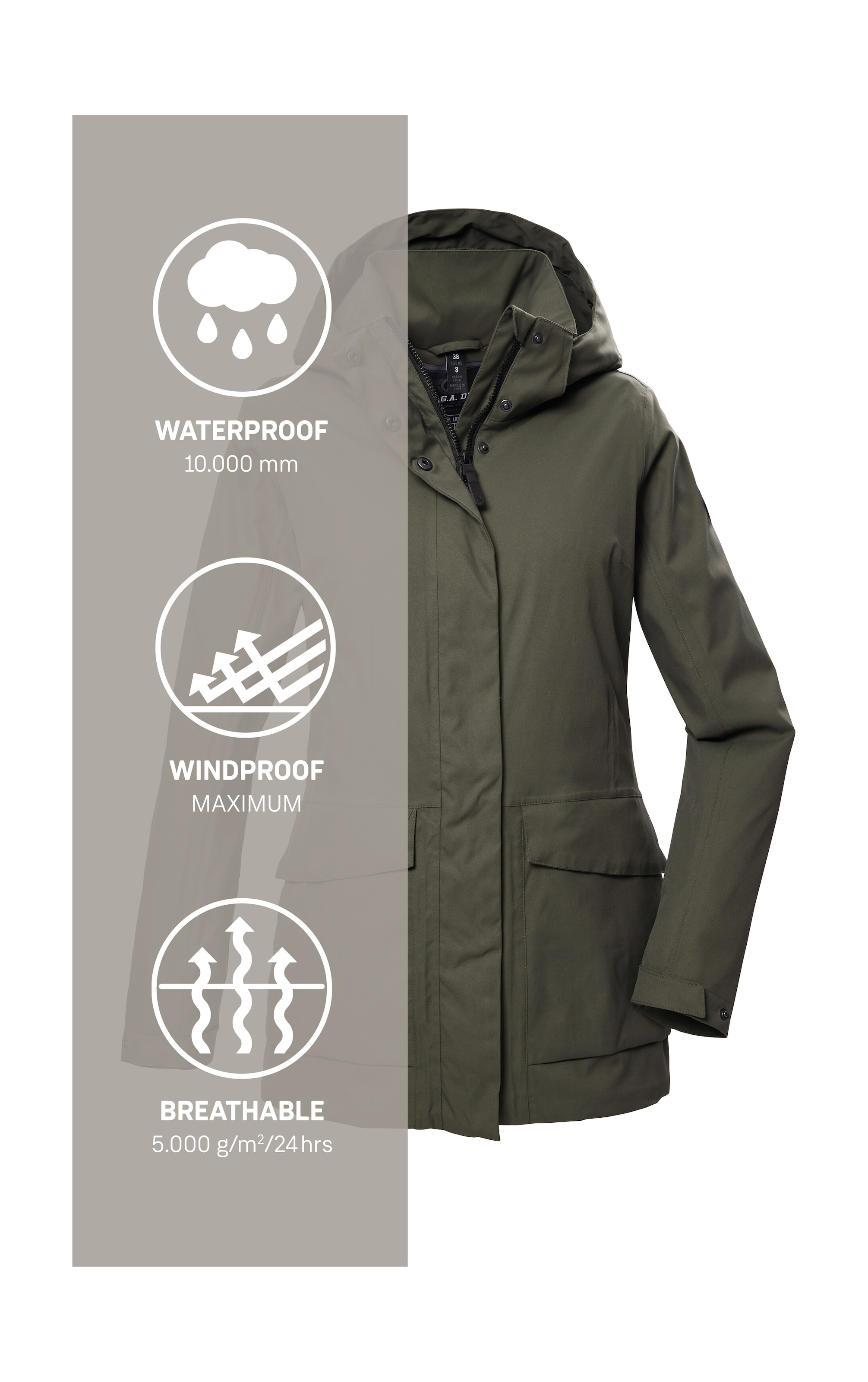 G.I.G.A. DX by killtec Funktionsjacke »GS 54 WMN JCKT« Wasserdicht, atmungsaktiv, recycelte Materialien, abnehmbare Kapuze