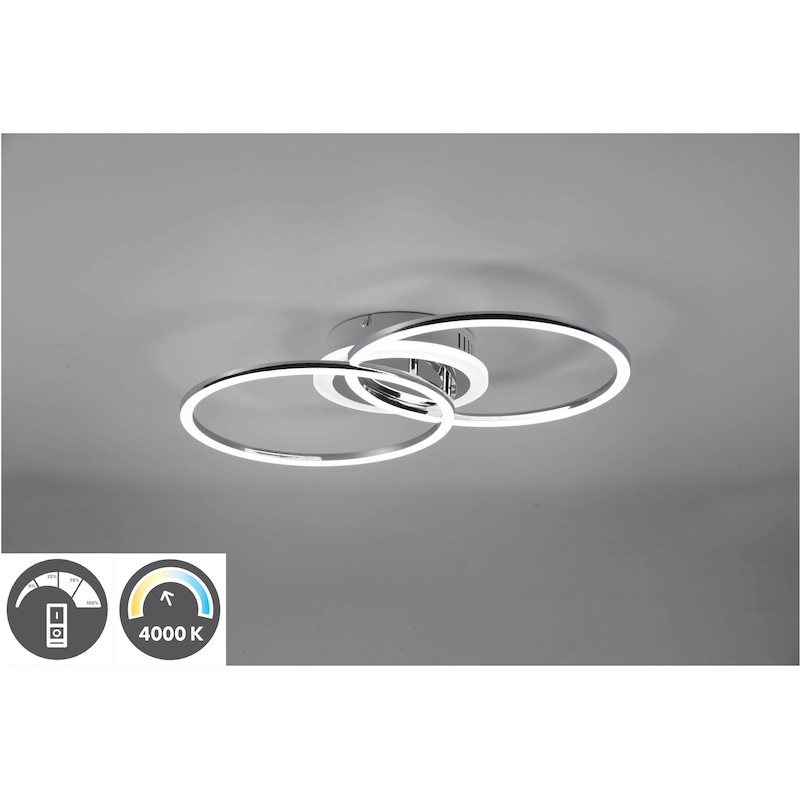 REALITY LEUCHTEN LED Deckenleuchte »Venida« LED-Board 1 Stk. Neutralweiß neutralweiß 4000K, dimmbar, Memoryfunktion, 3000 Lumen 25W, 30x50 cm chrom