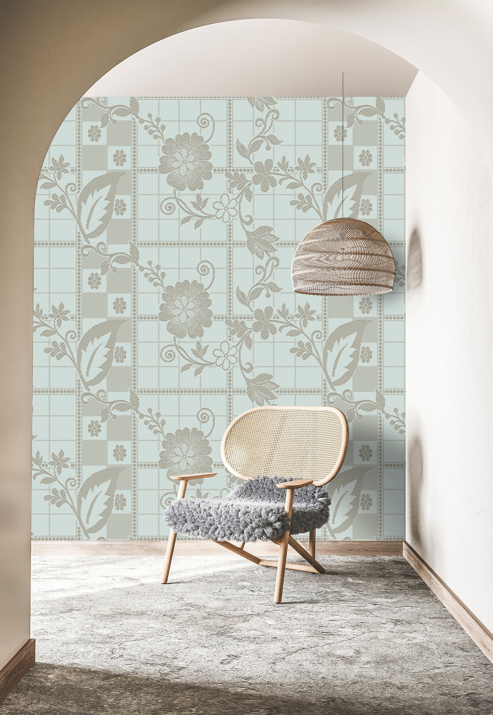living walls Vliestapete »Vintage-Tapete Blumenmuster Hellblau Beige Floral günstig online kaufen