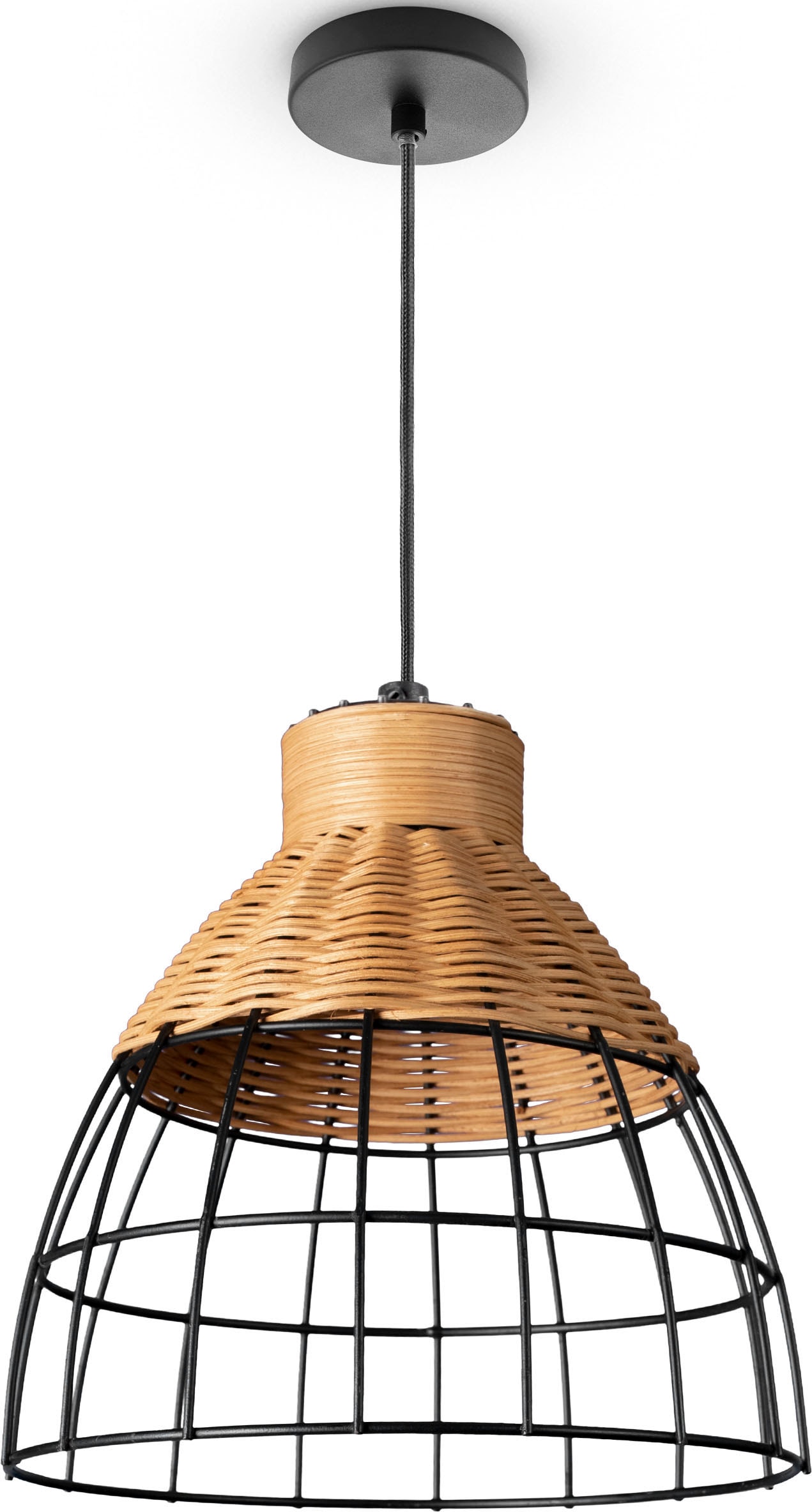 Paco Home Pendelleuchte »PUCU«, Leuchtmittel E27 | ohne Leuchtmittel, Korb Lampe LED Hängeleuchte Rattan Esszimmerlampe Boho E27 Vintage