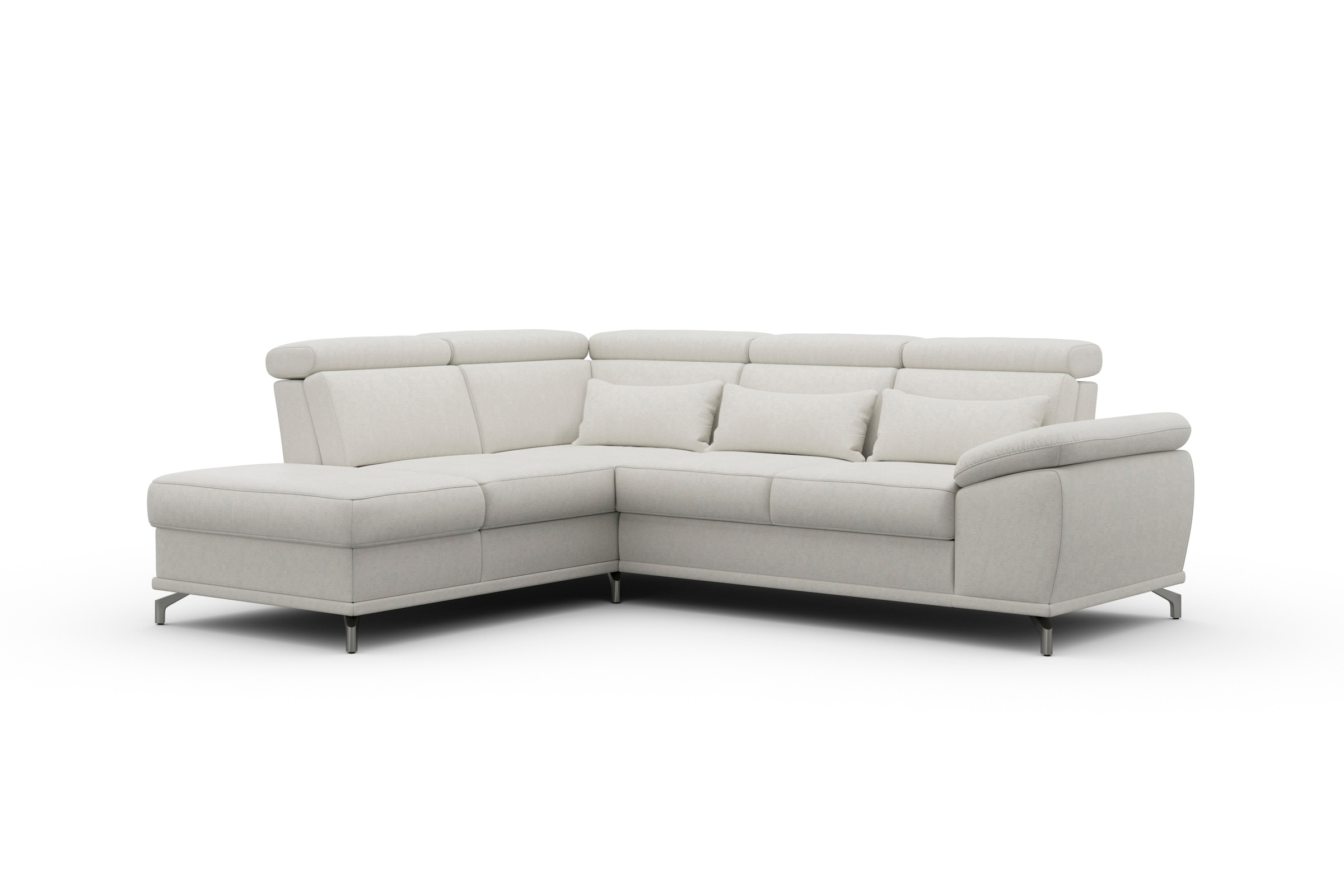 sit&more Ecksofa »Cabrio L-Form, mit Sitztiefenverstellung, Arm- und Kopfteilverstellung«, 3 Nierenkissen, Federkern, optional Bettfunktion und Stauraum