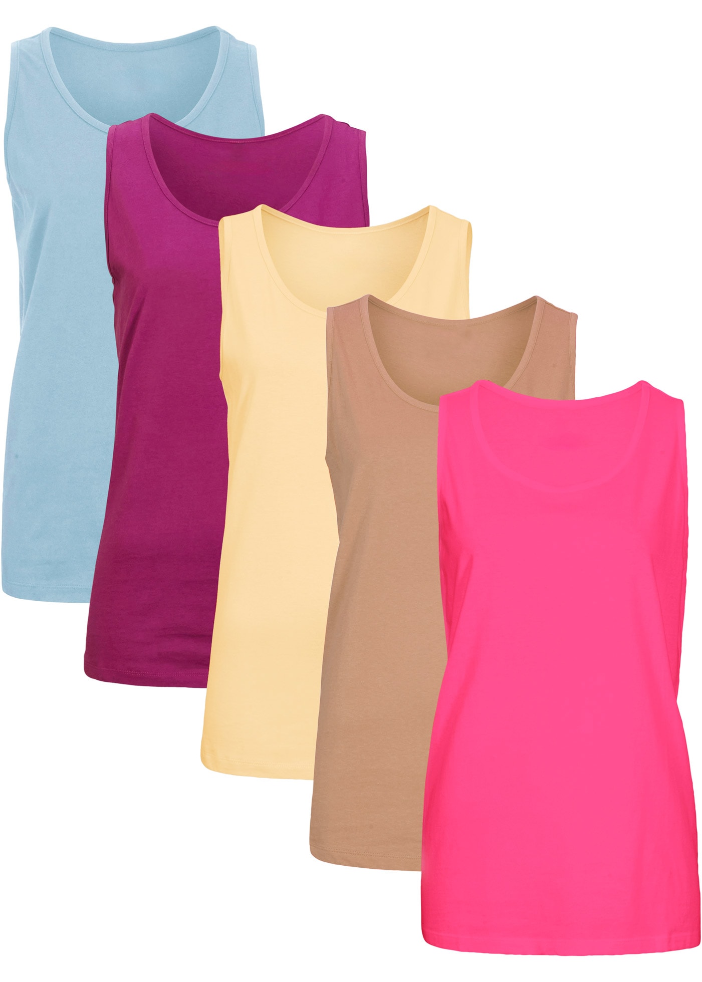 bonprix Longtop Packung, 5 tlg. figurumspielende Passform, po-bedeckend