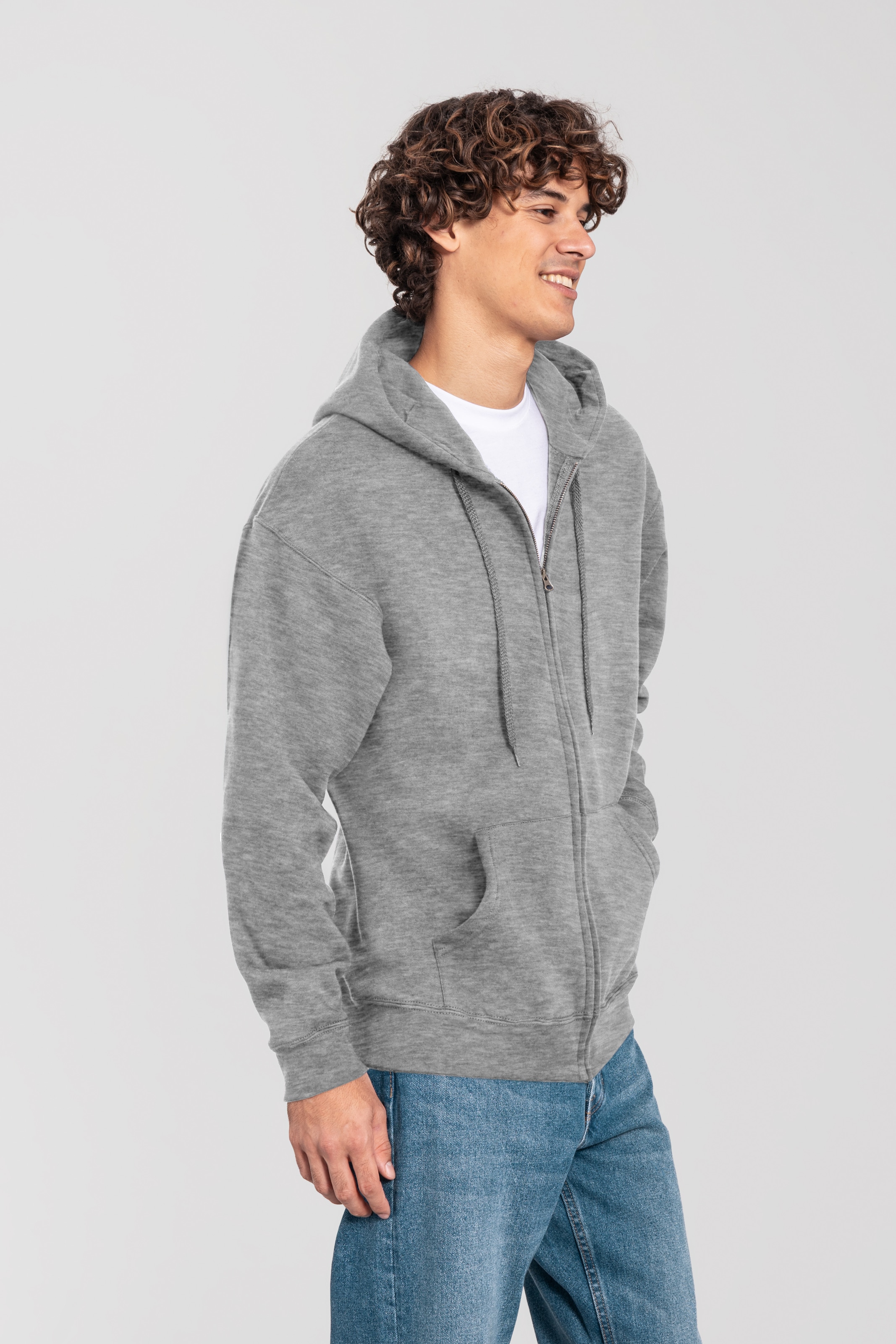 Fruit of the Loom Kapuzensweatjacke »Iconic Premium Hooded Sweat Jacket« mit Kordelzug, meliert, normal geschnitten