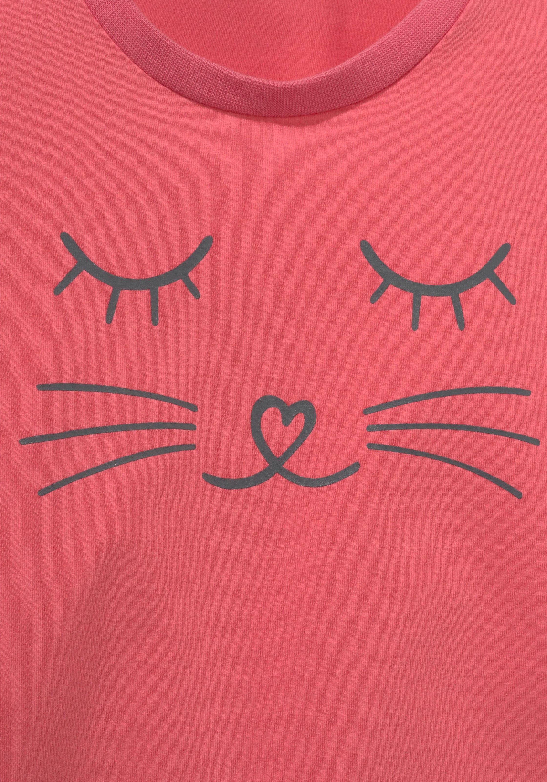 Vivance Pyjama, (2 tlg., 1 Stück), Schlafanzug in langer Form mit Cat Print