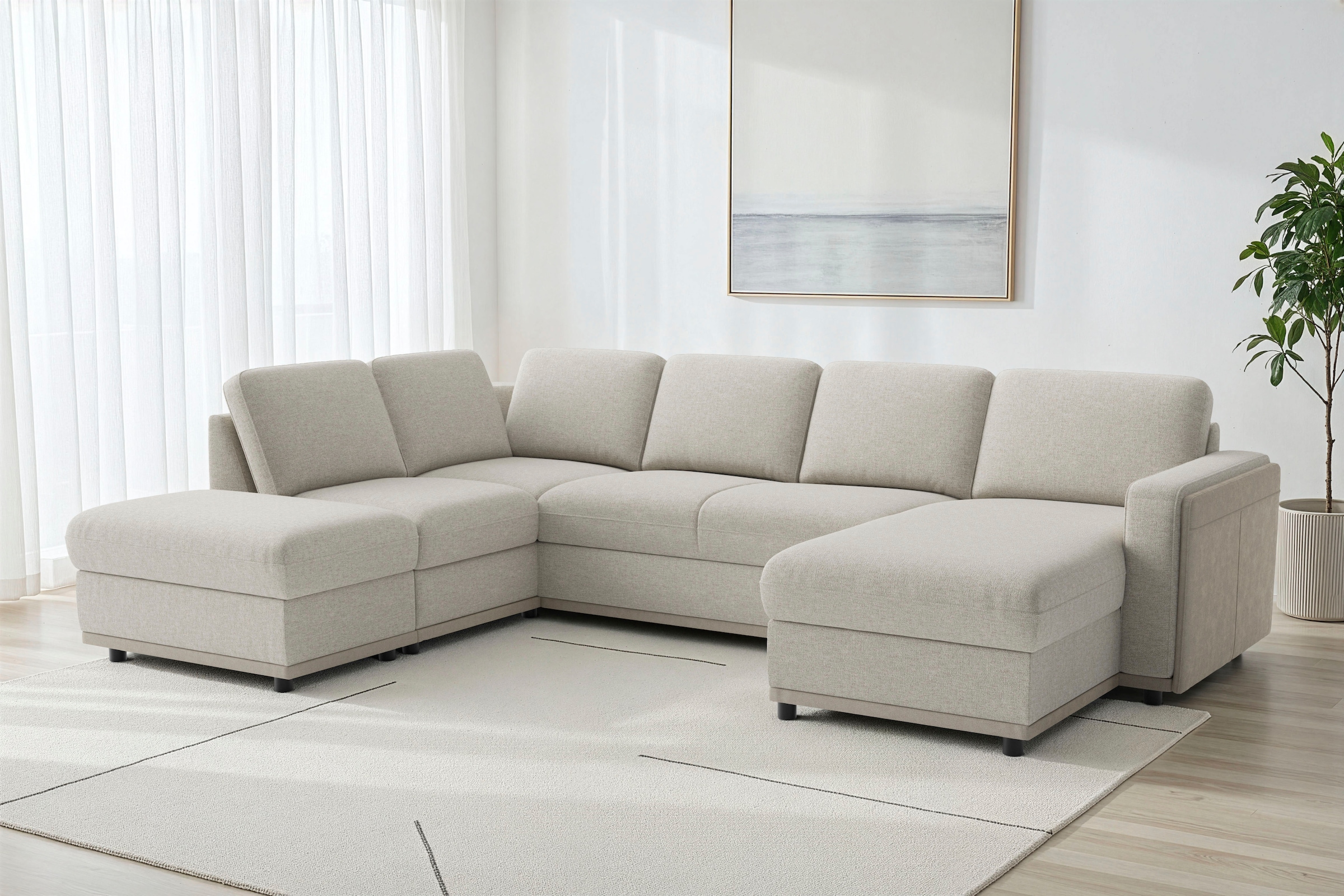 sit&more Wohnlandschaft »Cordoba U-Form, B: 305 cm, optional Schlaffunktion & Stauraum« Couch mit XXL-Komfort, großzügige Sitzfläche