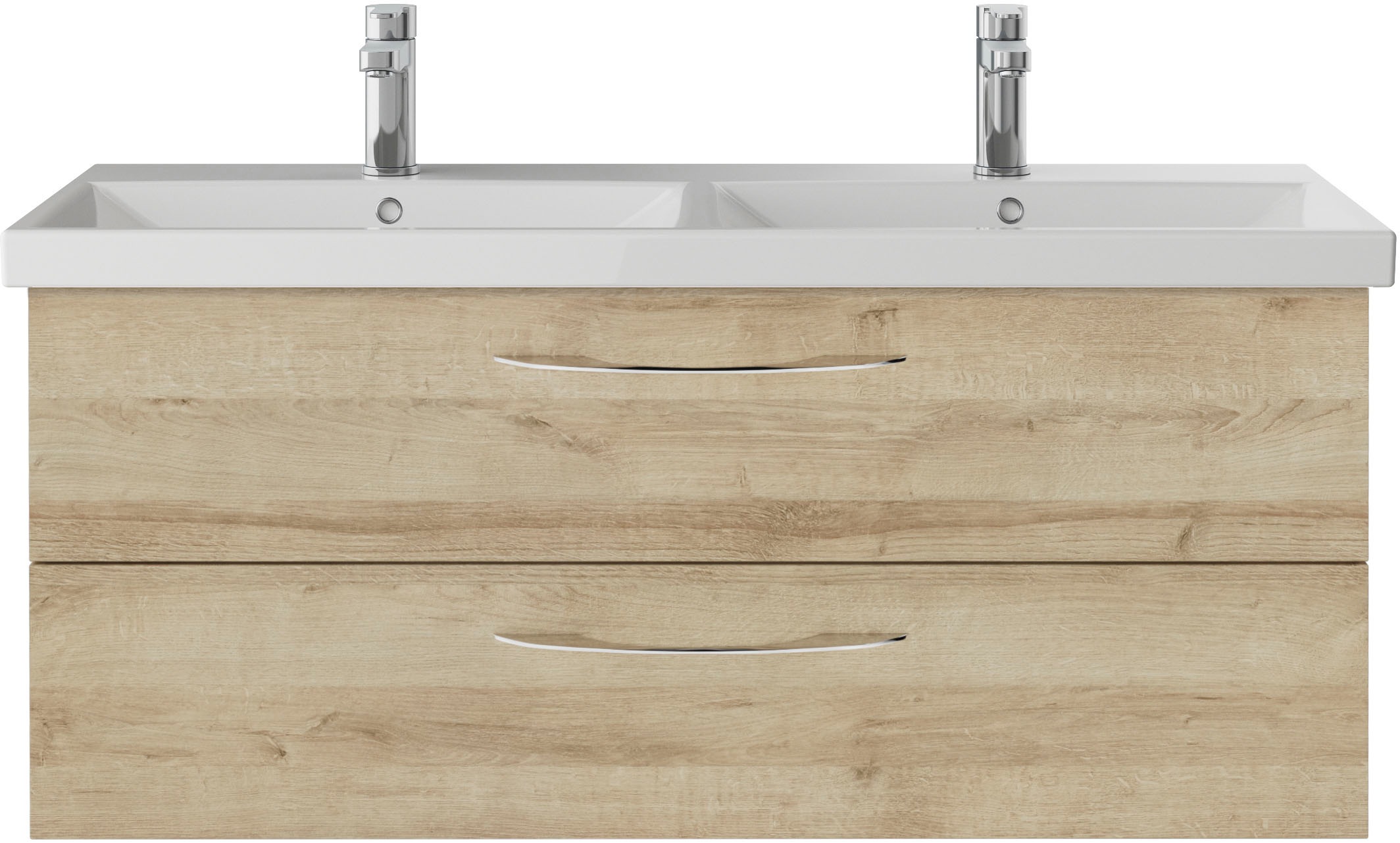 Saphir Badmöbel-Set »Serie 4035 2-teilig, Keramik-Doppelwaschtisch mit LED-Spiegel« Set, 