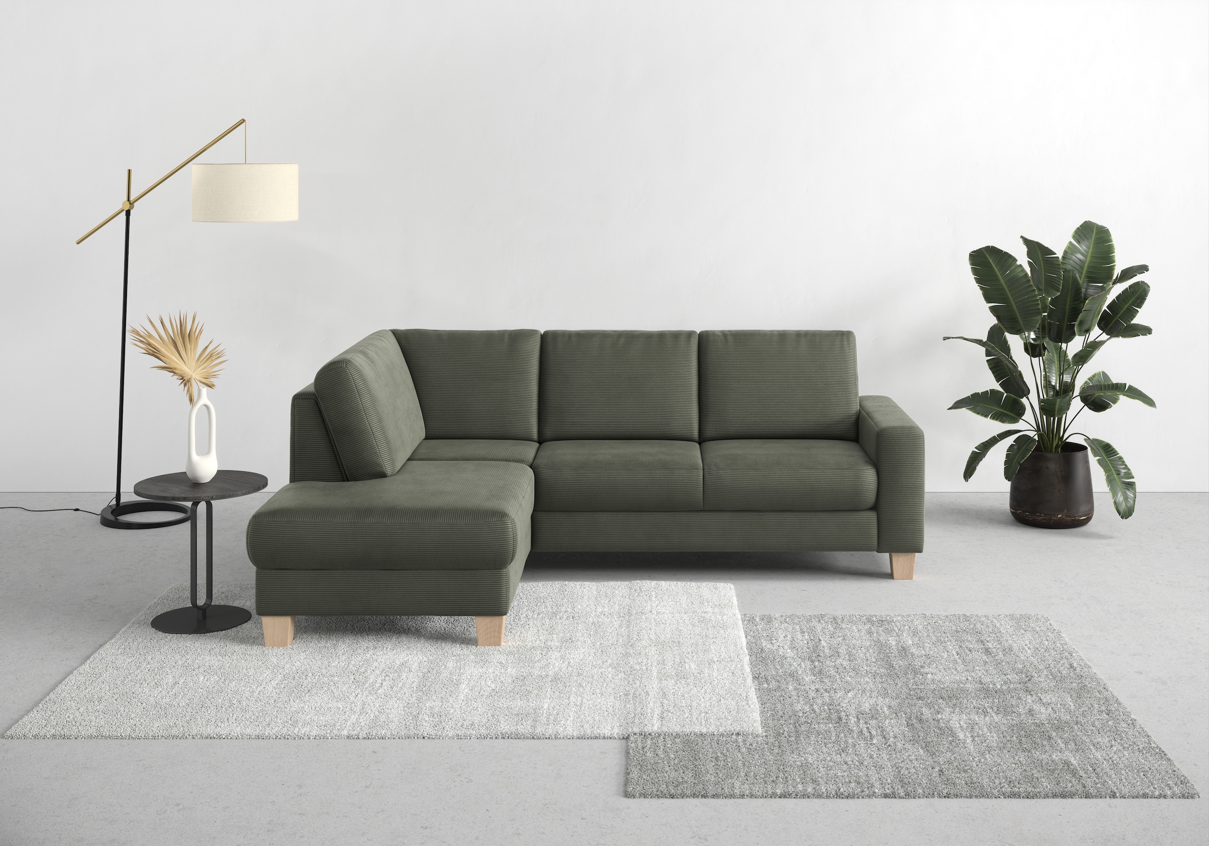 Home affaire Ecksofa »Summer L-Form« mit Ottomane, wahlweise mit Bettfunktion und Bettkasten, Cord-Bezug
