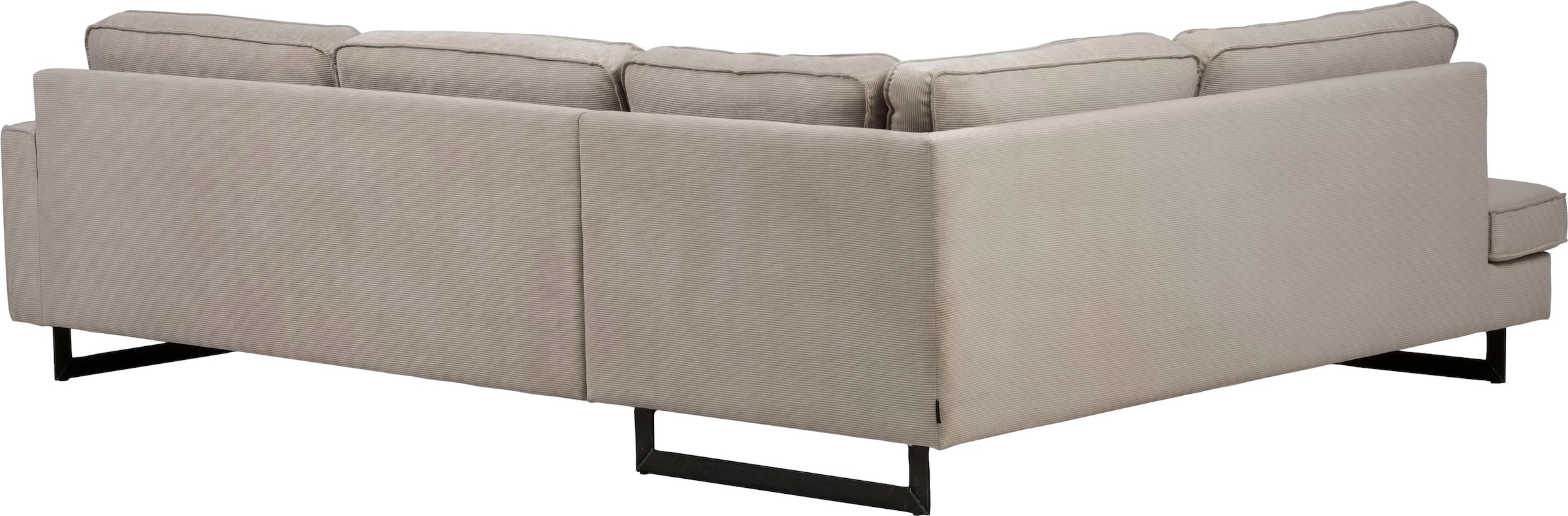 Places of Style Ecksofa »Pinto, 290 cm, Cord, Chenille, Lederoptik, Ottomane links / rechts«, mit Keder, schwarze Metallfüße, Wellenunterfederung