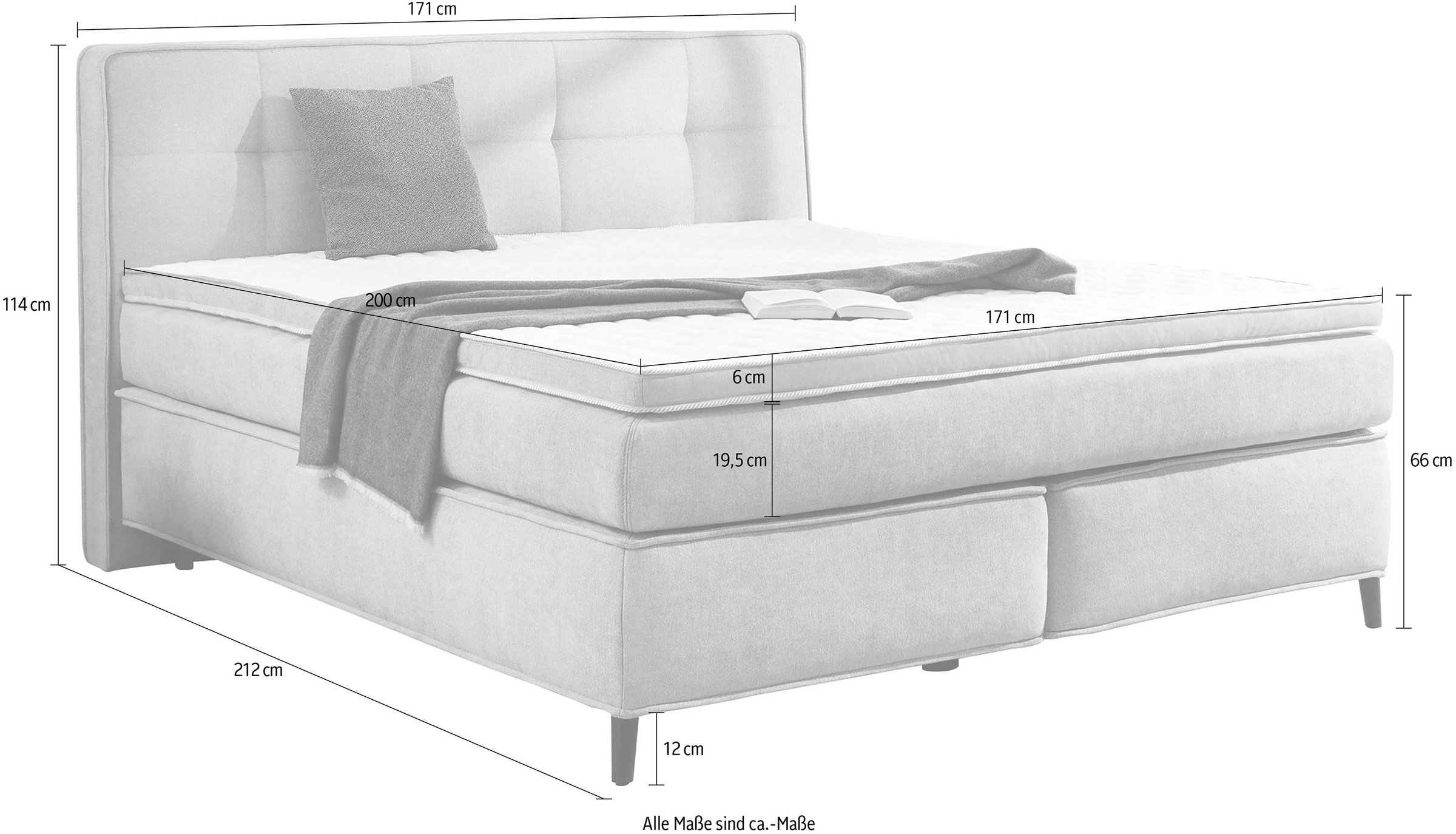 Jockenhöfer Gruppe Boxspringbett »CAPELLO, inkl. Taschenfederkernmatratze H3-H4 und 6cm Kaltschaumtopper« Bezug: Flachgewebe, 160x200 oder 180x200 cm