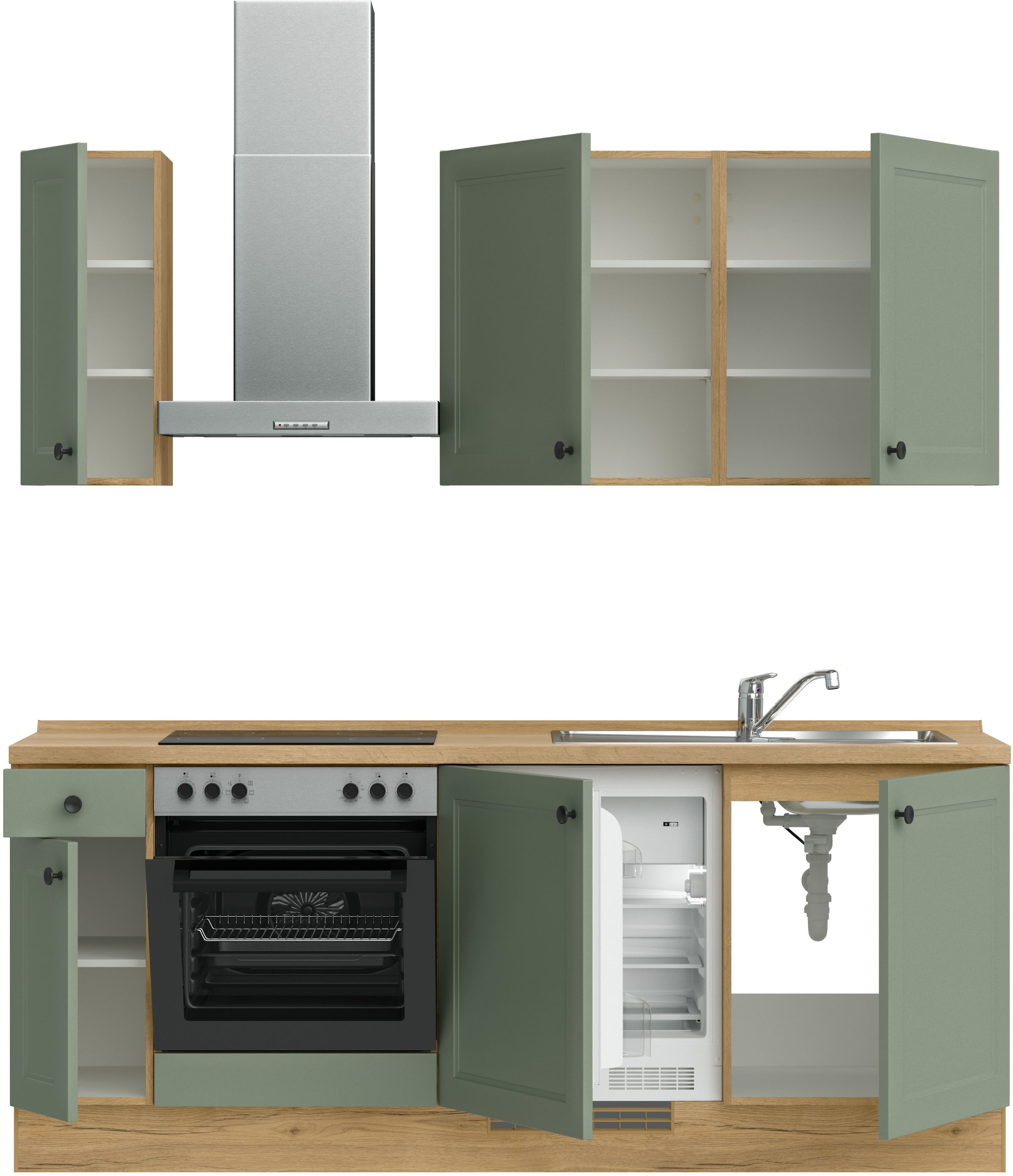 nobilia® Küchenzeile »"Cascada I"«, vormontiert, Ausrichtung wählbar, Breite 210 cm, wahlw. mit E-Geräten