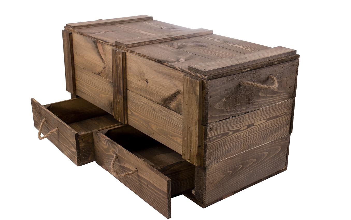 Holz Zollhaus Holzkiste »Vintage Dunkelbraun, 85 x 42 cm« Herkunftsland Ukraine, Holzart Kiefer