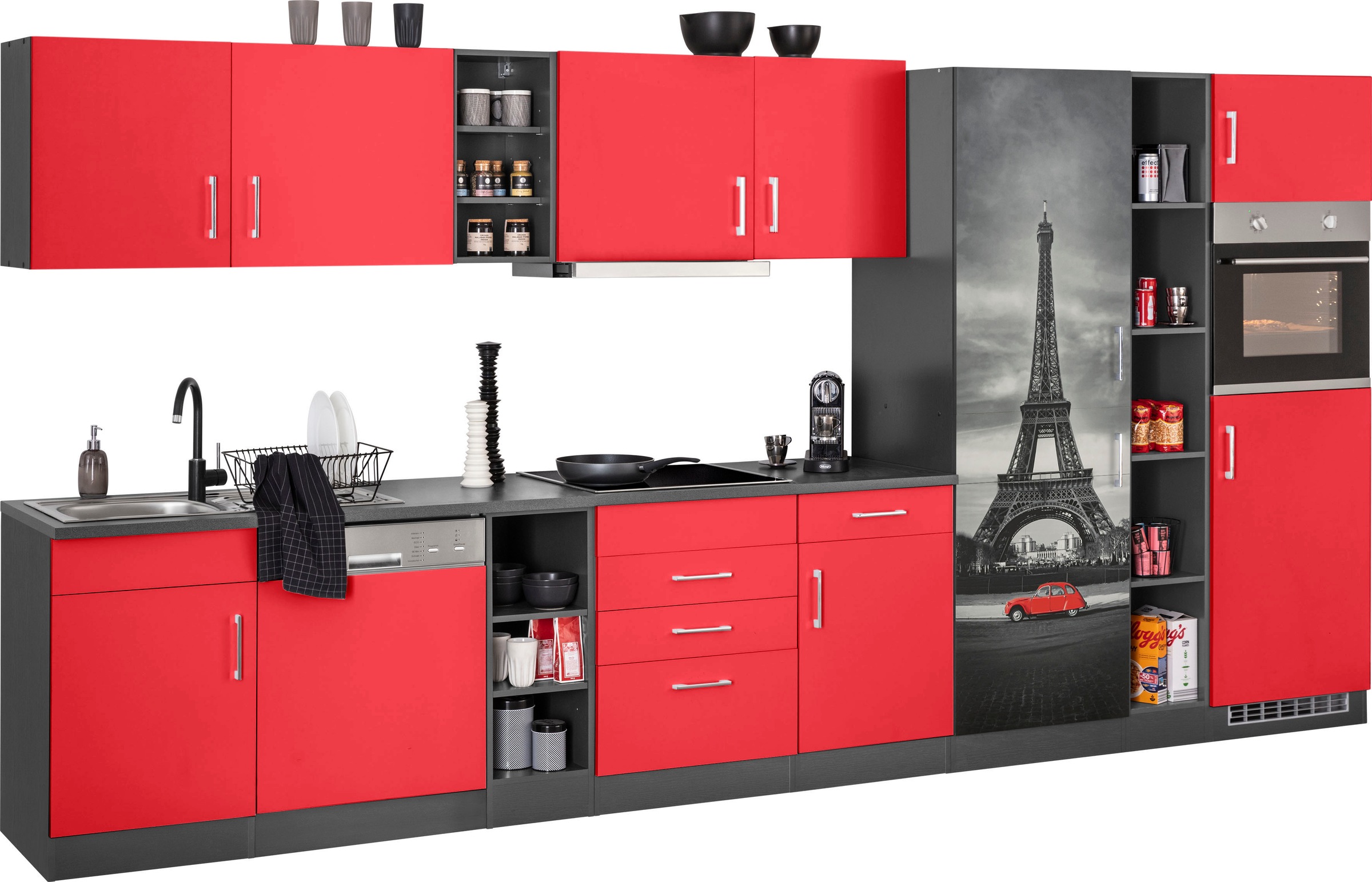 HELD MÖBEL Küchenzeile »Paris«, mit E-Geräten, Breite 400 cm