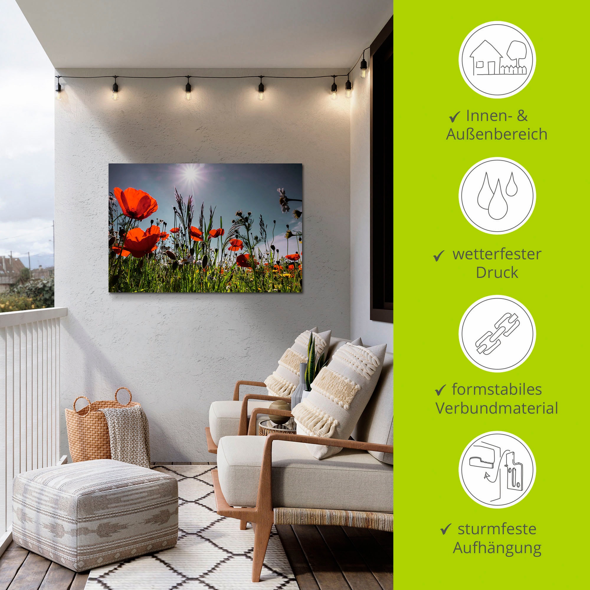 Artland Wandbild »Mohnblumenwiese«, Blumenwiese, (1 St.), als Alubild, Outdoorbild, Leinwandbild, Poster in verschied. Größen