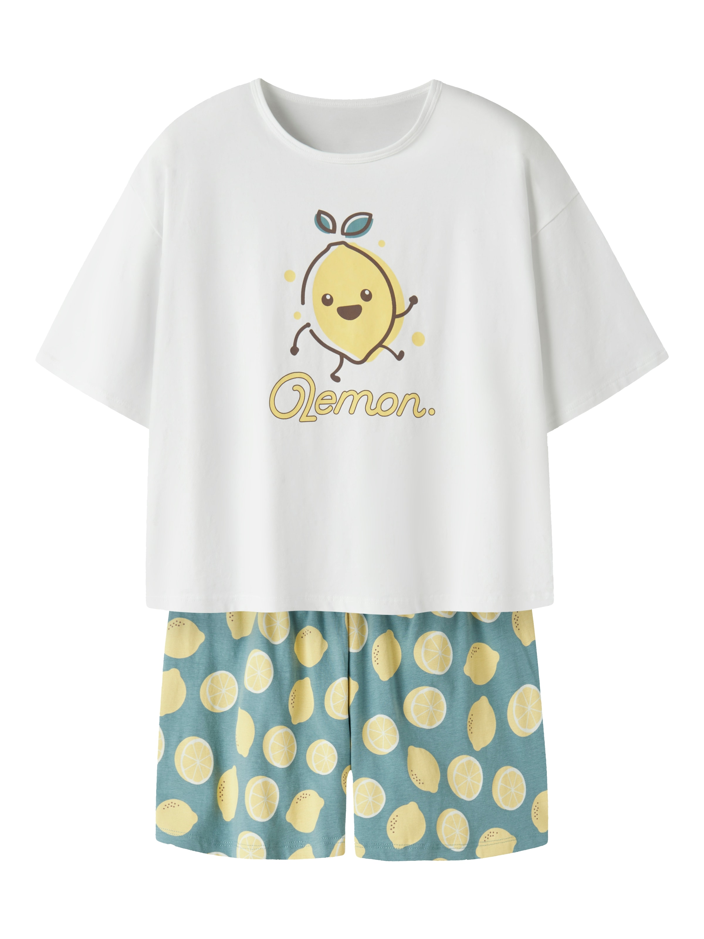 Name It Schlafanzug »NKFNIGHTSET BOXY LEMON NOOS« Set,  Baumwollmischung, mit Zitronen Druck