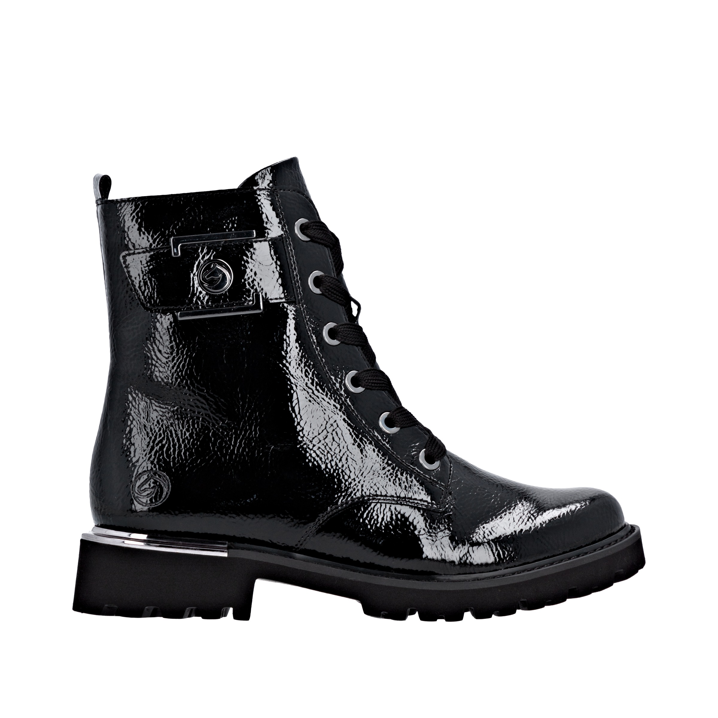 Remonte Schnürstiefelette, Blockabsatz, Schnürboots im Kroko-Look, Innenreißverschluss