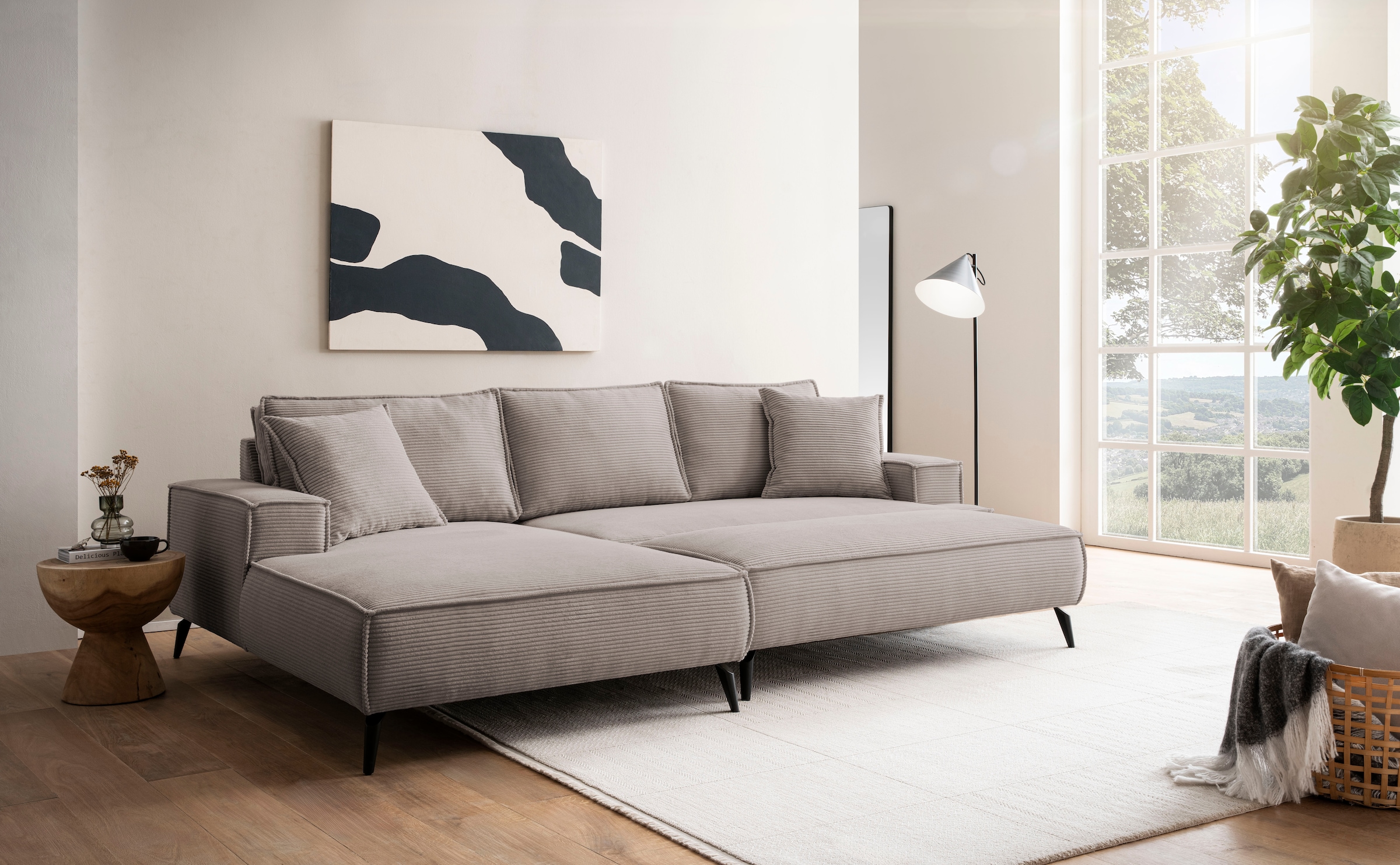andas Sitzgruppe »TVINNU, Polsterecke L-Form, Schlaffunktion, mit Hocker«, (Set, 2 tlg.), stellbar zum Schlafsofa (Krokodilverbinder)