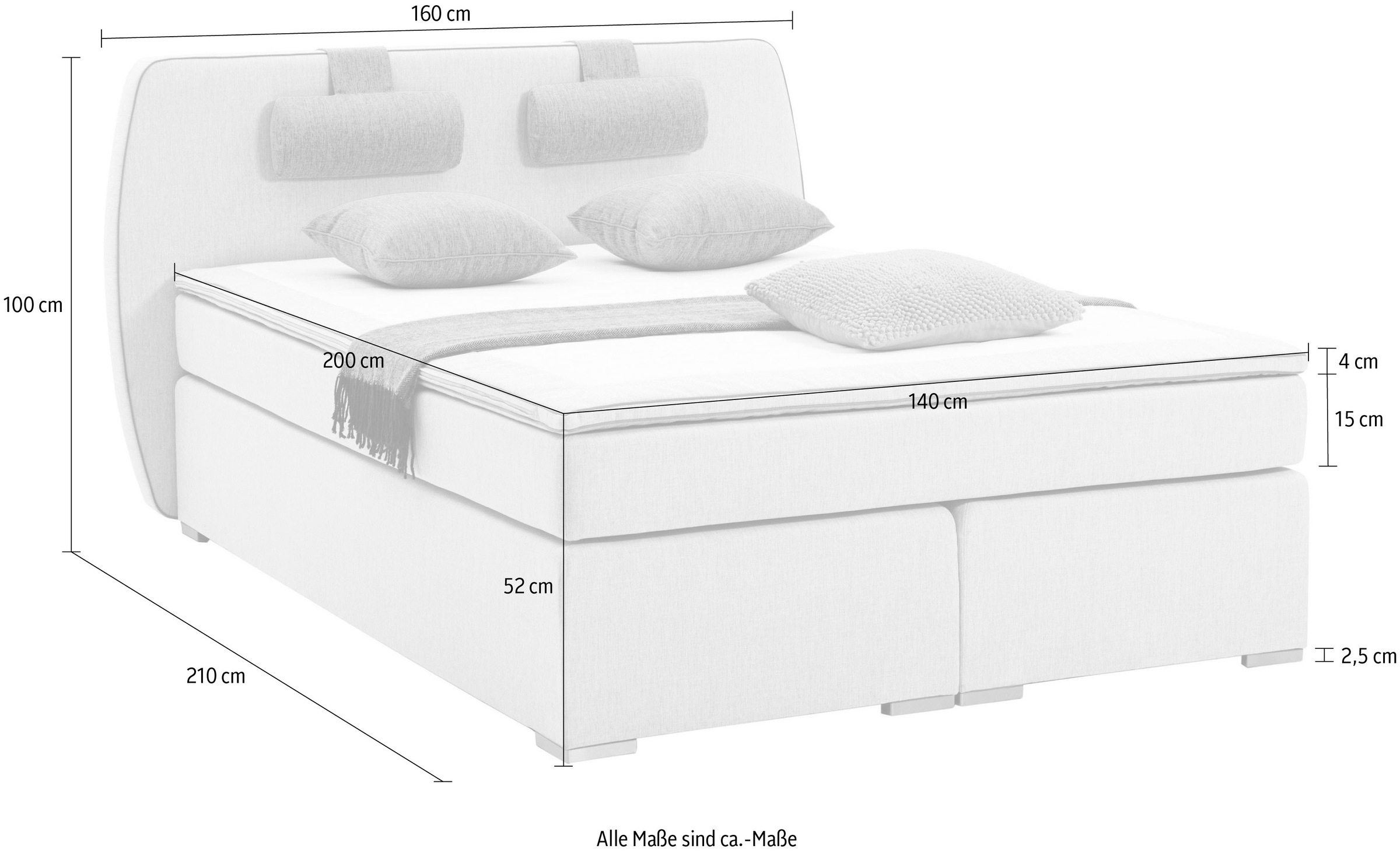 ATLANTIC home collection Boxspringbett »Rex«, mit Topper und verstellbaren Nackenkissen