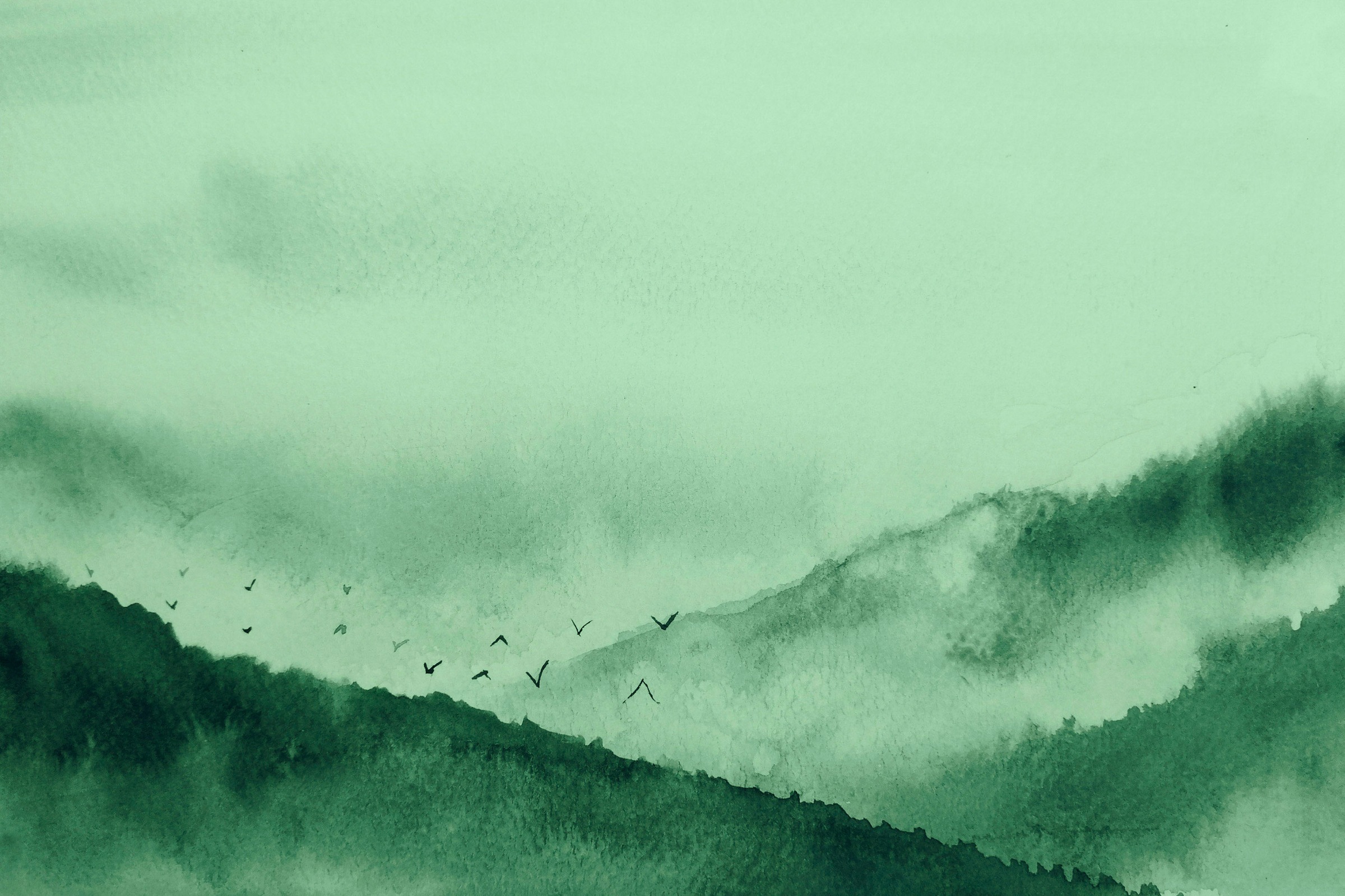 A.S. Création Leinwandbild »Gloomy Landscape«, Kunst-Wald-Kinder, (1 St.), Nebel Keilrahmen Berg Gebirge Landschaft Leinwand-Bild Wohnzimmer Wand