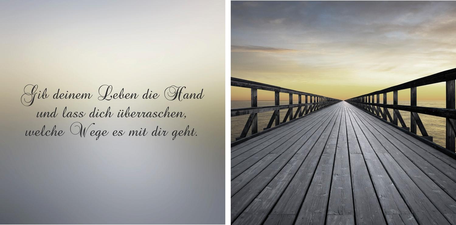 queence Leinwandbild »Weg in die Zukunft«, Steg-Sonnenaufgang-Himmel-Kunst- günstig online kaufen
