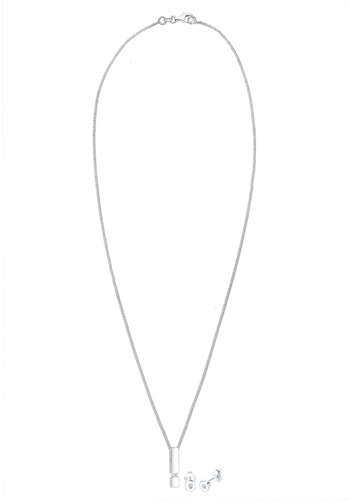 Elli DIAMONDS Schmuckset »Geo Anhänger Solitär Diamant (0.09 ct.) 925 Silber«