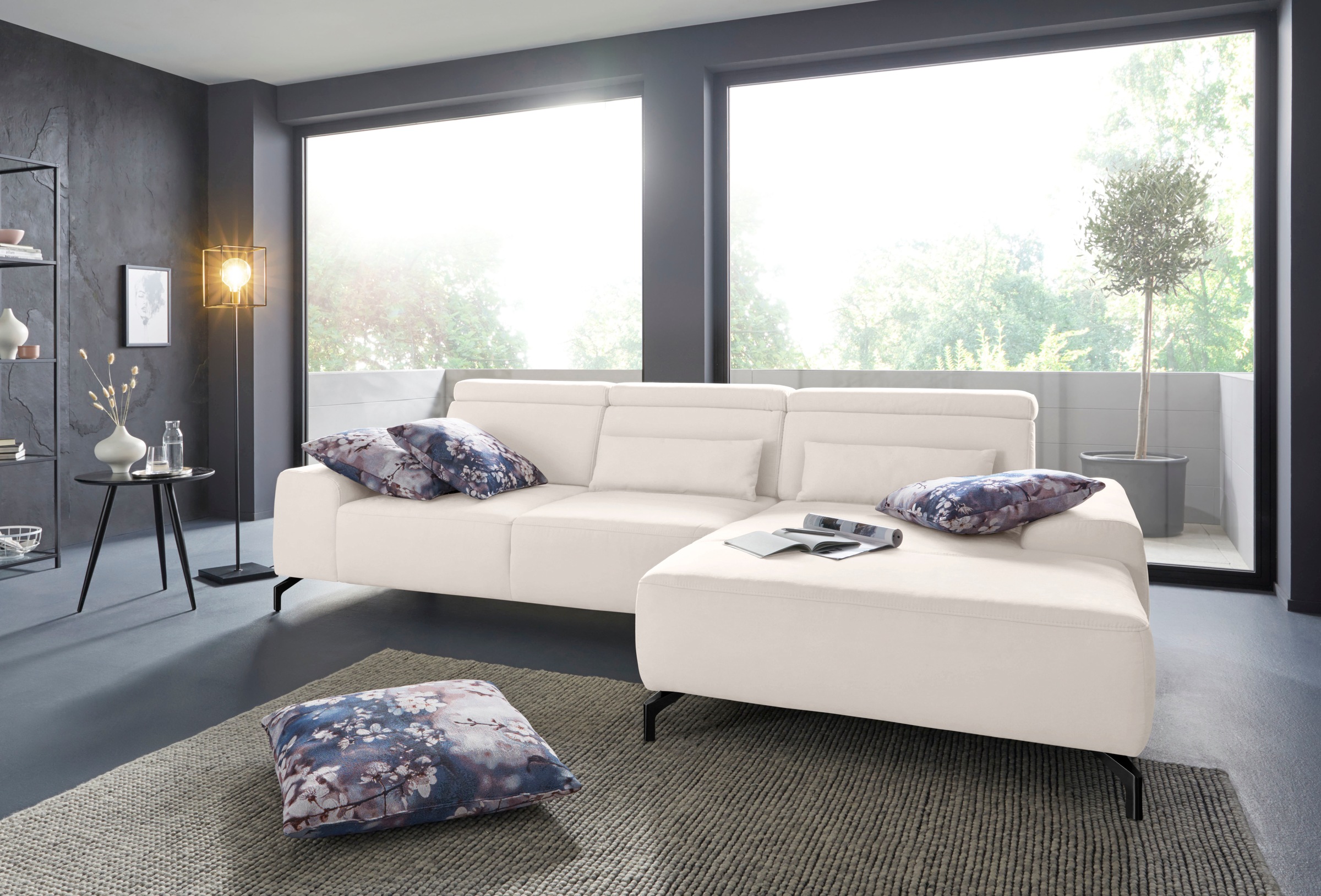 sit&more Ecksofa »Gizeh L-Form«, Fußhöhe 15 cm, inklusive Sitztiefenverstellung und Kopfteilverstellung