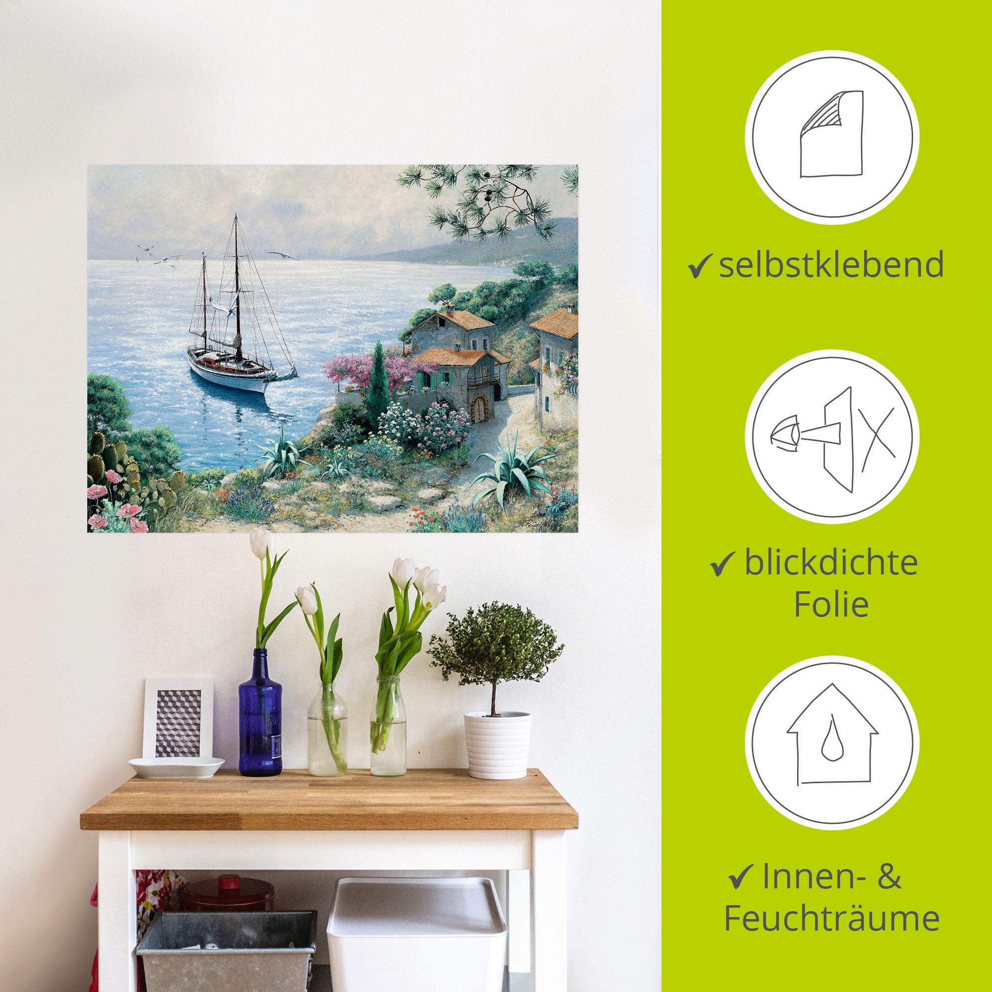 Artland Wandbild »Die Bucht«, Boote & Schiffe, (1 St.), als Leinwandbild, Wandaufkleber in verschied. Größen