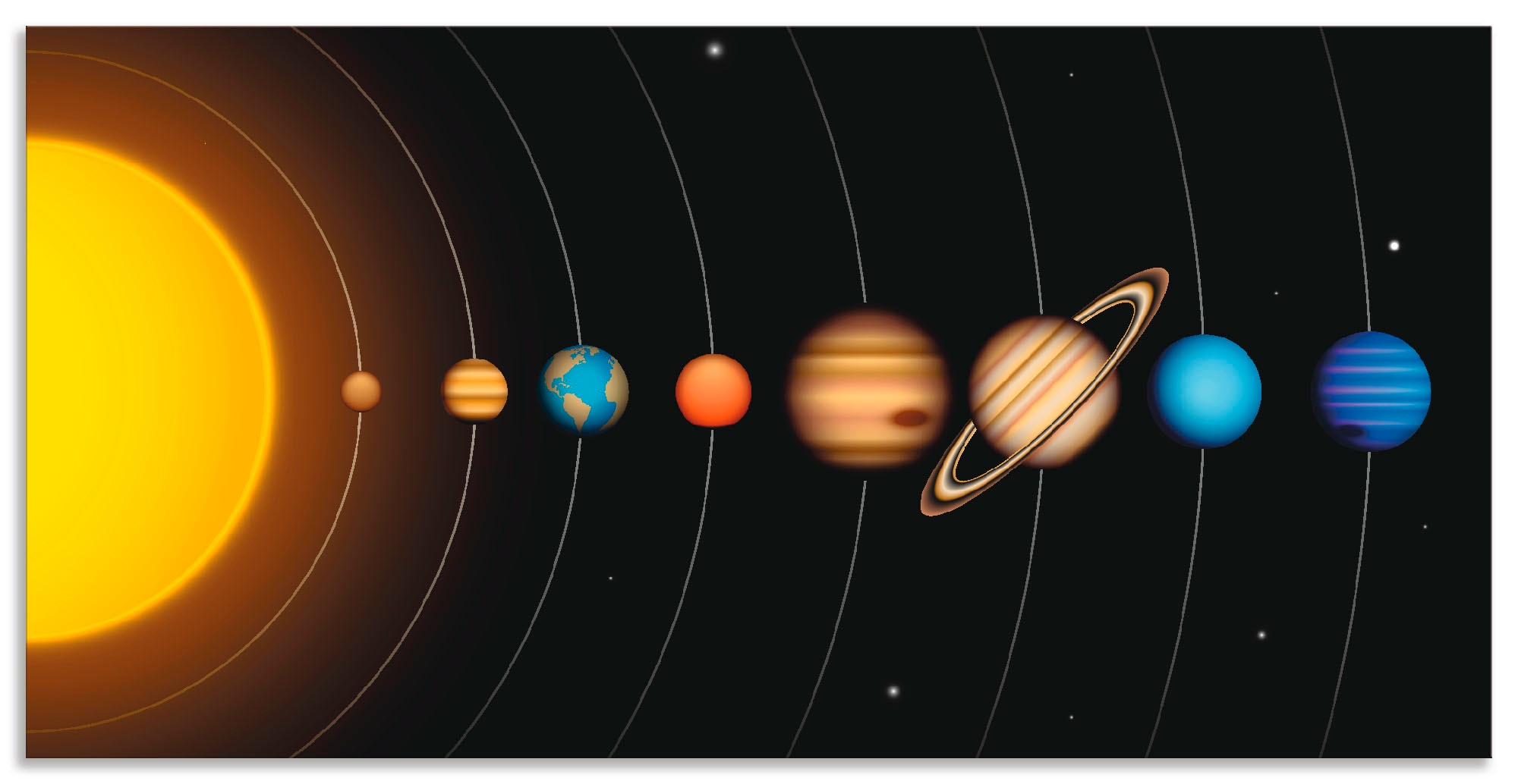 Artland Wandbild »Vector Sonnensystem mit Planeten«, Sonnensystem, (1 St.), als Alubild, Outdoorbild, Leinwandbild, Poster, Wandaufkleber