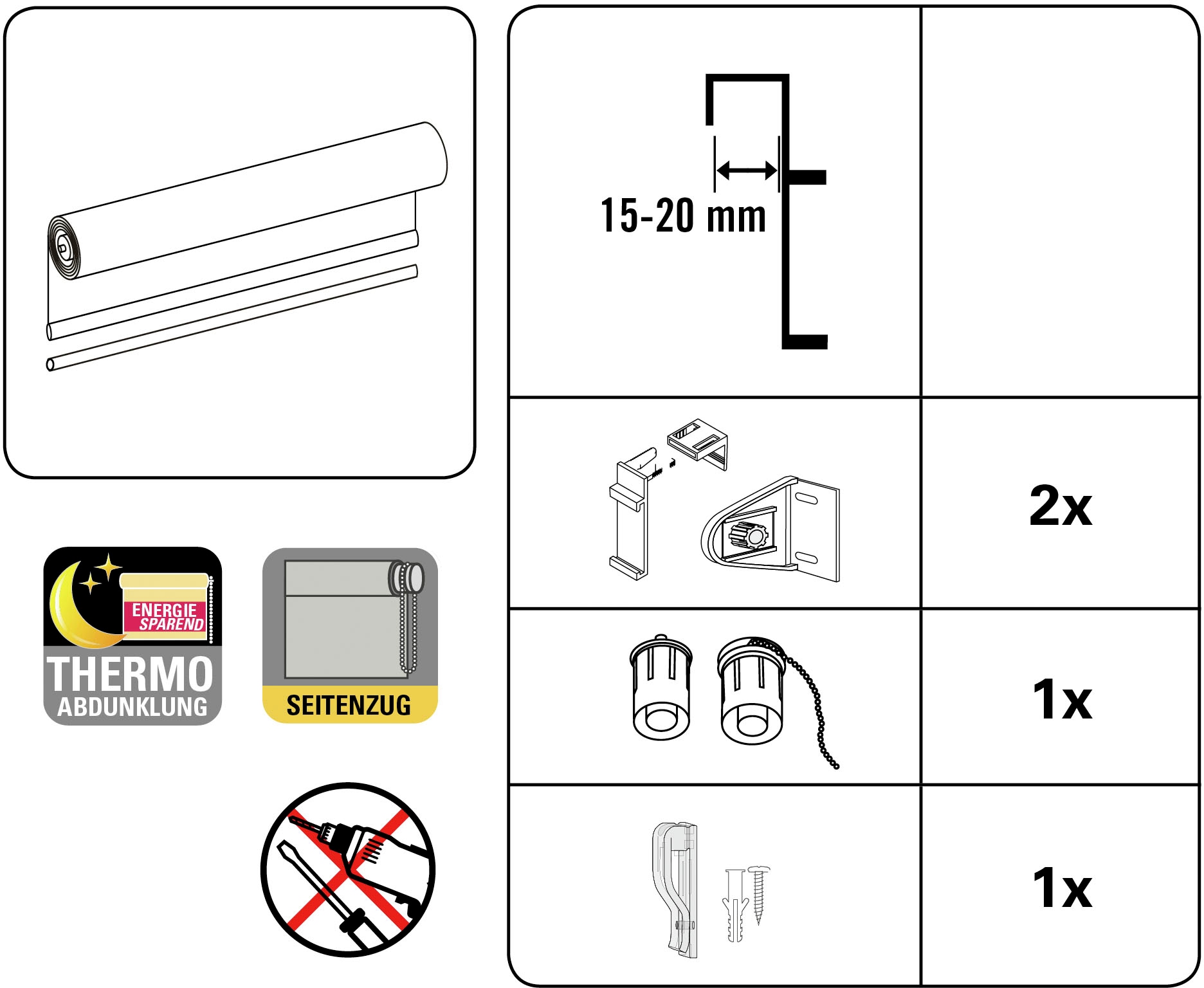 my home Seitenzugrollo »Thermo Klemmrollo Energiesparend«, energiesparend, ohne Bohren, freihängend, abdunkelnd mit Thermobeschichtung