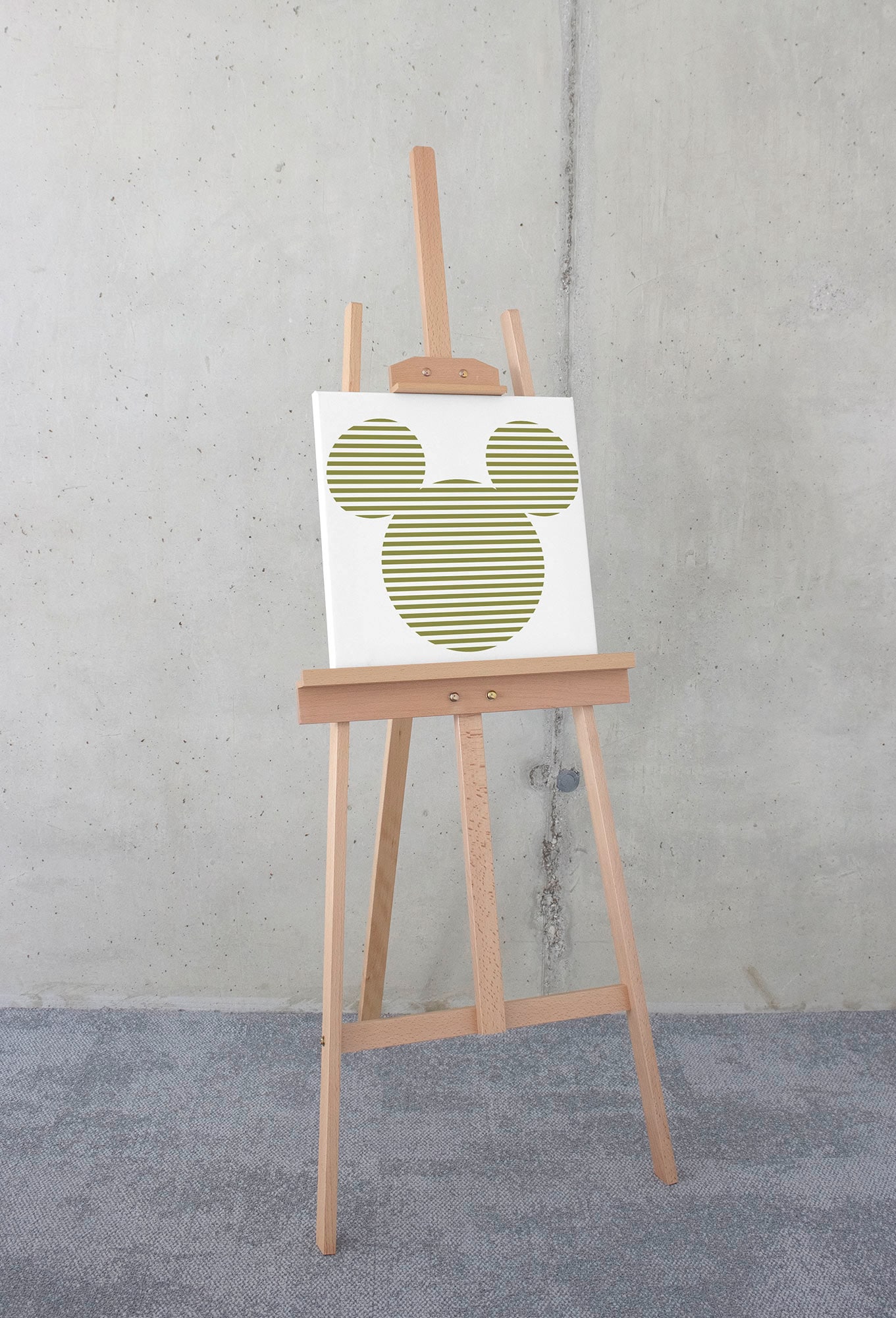 Komar Leinwandbild »Mickey Horizontal Stripes - Größe 40 x 40 cm«, Natur, (1 St.), Keilrahmenbild mi Echtholzrahmen