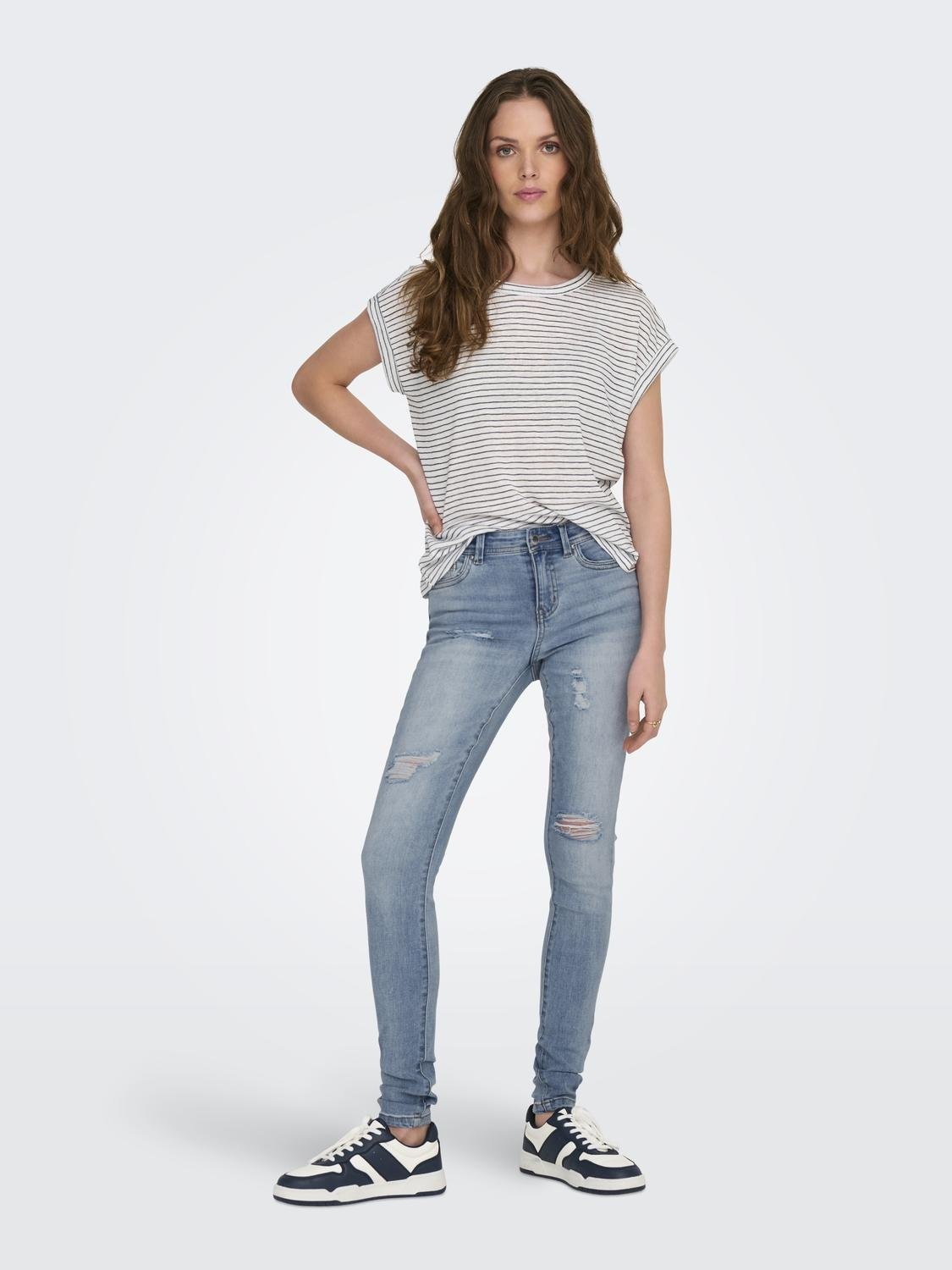 ONLY Skinny-fit-Jeans »ONLWAUW MW DESTROY BLEACH DNM GUA«, mit Destroyed Effekt