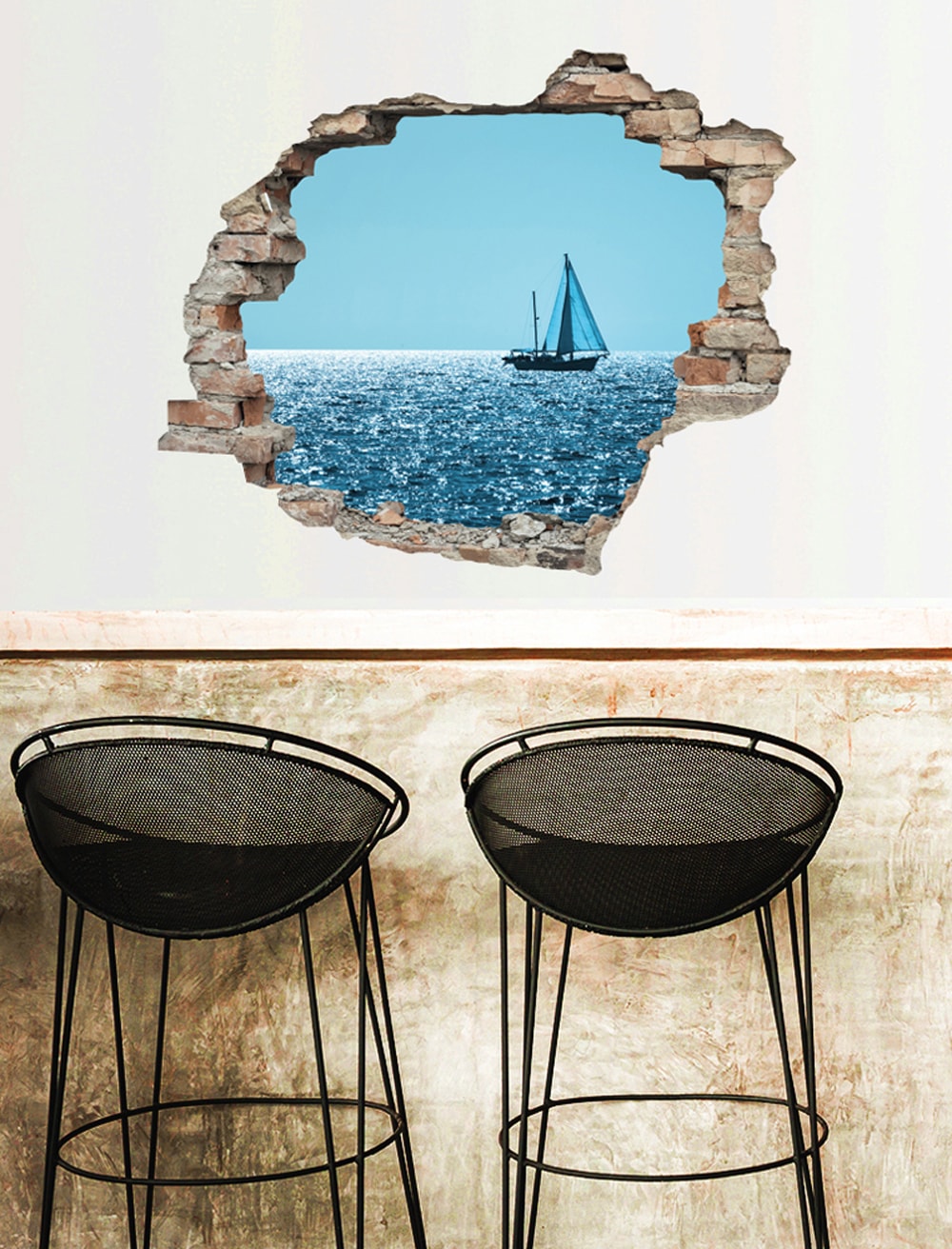 queence Wandtattoo »Segelboot«, (1 St.), Wandsticker, Wandbild, selbstklebend, 3D, Wanddurchbruch