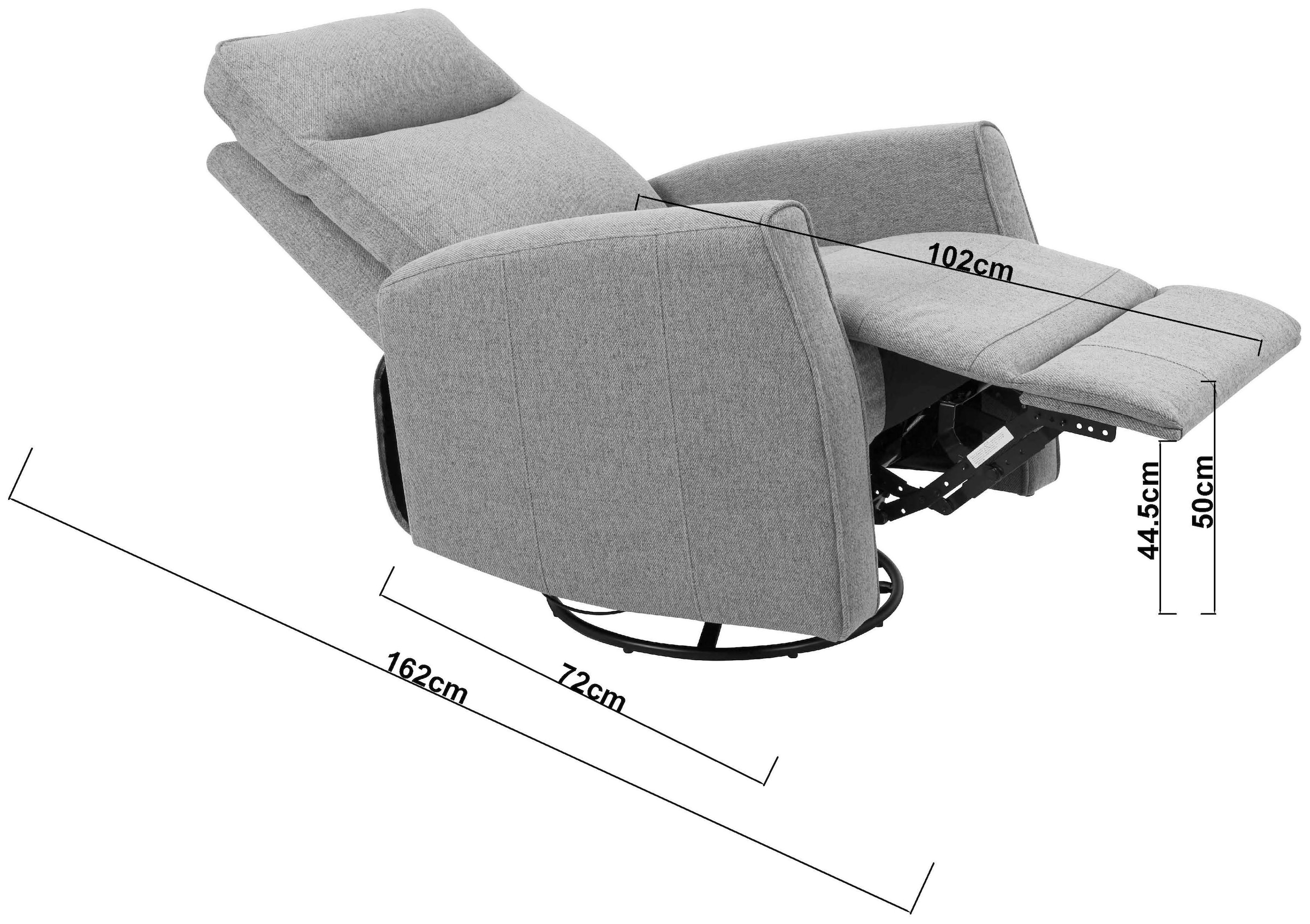 INOSIGN Relaxsessel »KAYLI mit Schaukel-, Dreh und Liegefunktion, Webstoff, Federkern«, Lesesessel, TV-Sessel mit Reclinerfunktion, 360° drehbar