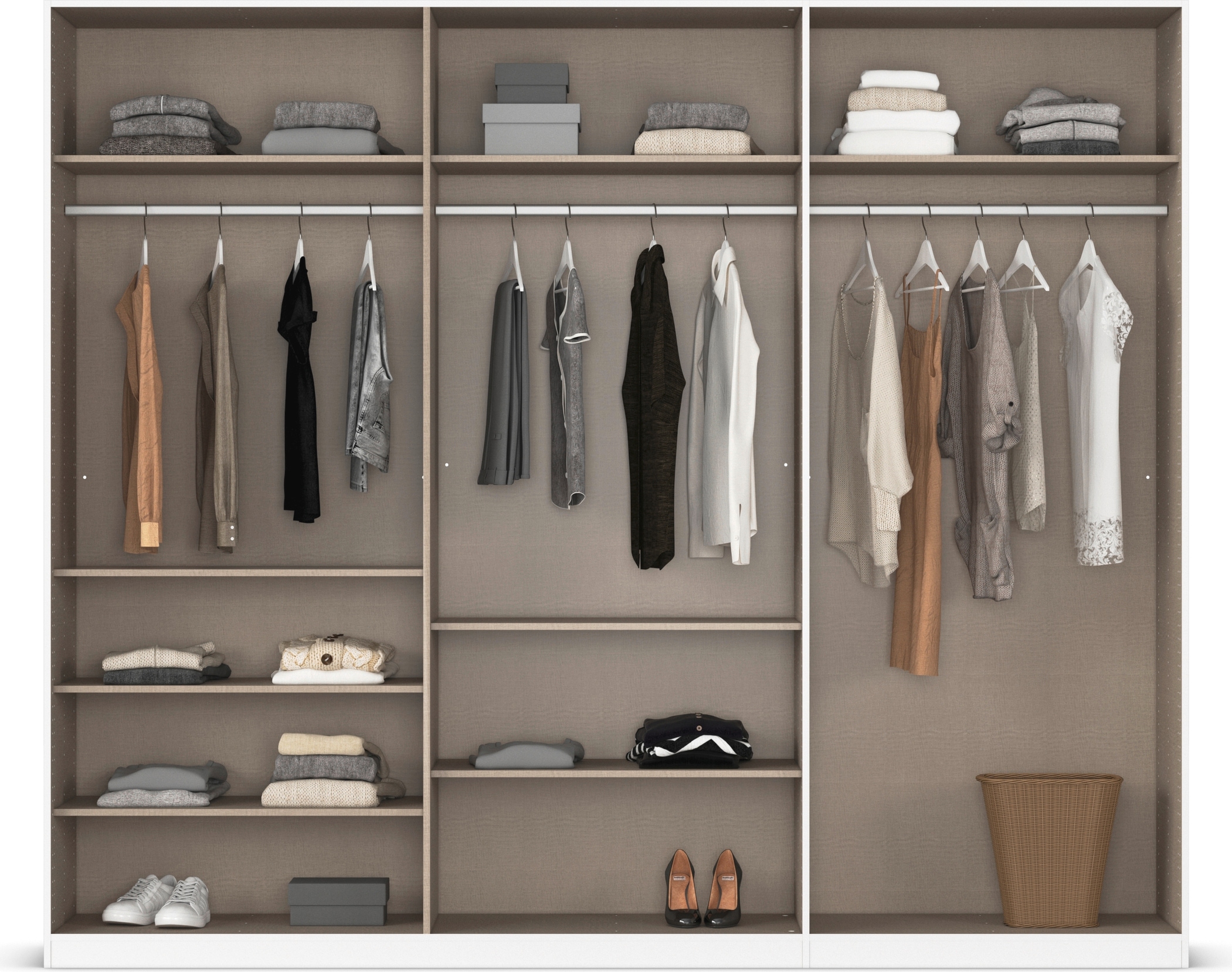 rauch Drehtürenschrank »Kleiderschrank Schrank Garderobe AGORDO TOPSELLER Schlafzimmer«, (in zwei Griff-Farben mit Dekor- oder Hochglanzfront), durchdachte Innenausstattung, in 6 Breiten und 2 Höhen MADE IN GERMANY
