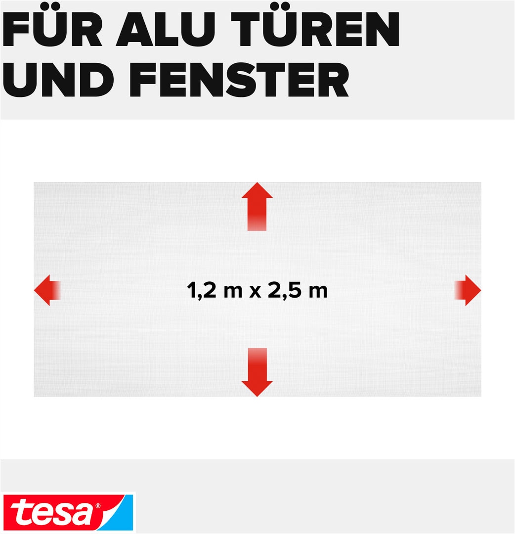 tesa Fliegengitter-Gewebe »Nachfüllrolle Aluminium - Alu-Gitter Ersatzrolle für Fliegengitter« Packung, Nachfüllrolle, 1 Stk. tlg. INSECT STOP Ersatz-Rolle 120 cm x 250 cm