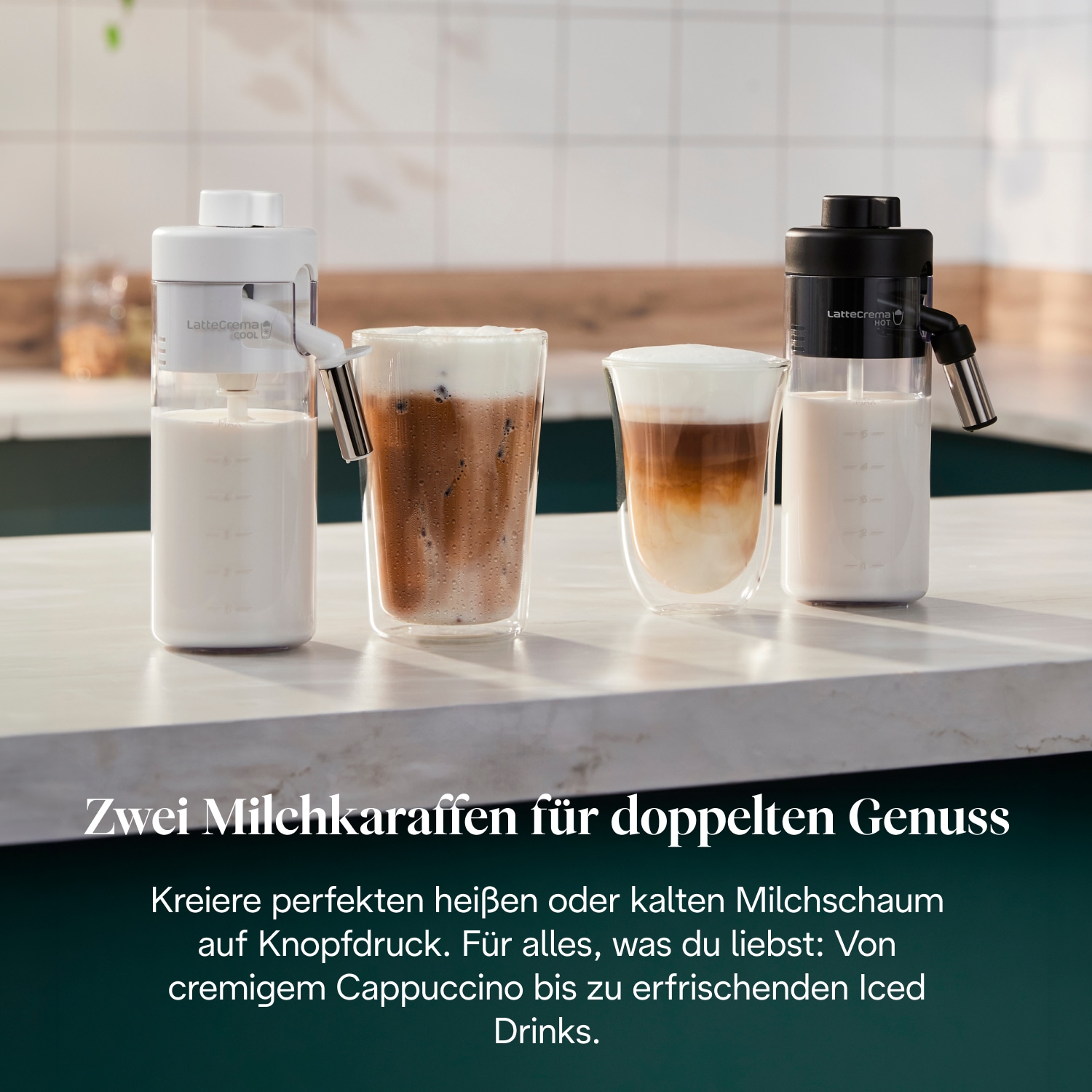 De'Longhi Kaffeevollautomat »MAGNIFICA DUO ECAM330.80.BXB - 20 Rezepte, heißer & kalter Milchschaum« Cold Brew Funktion, 2,4" TFT-Display, 2 Milchkaraffen (Heiß & Kalt)