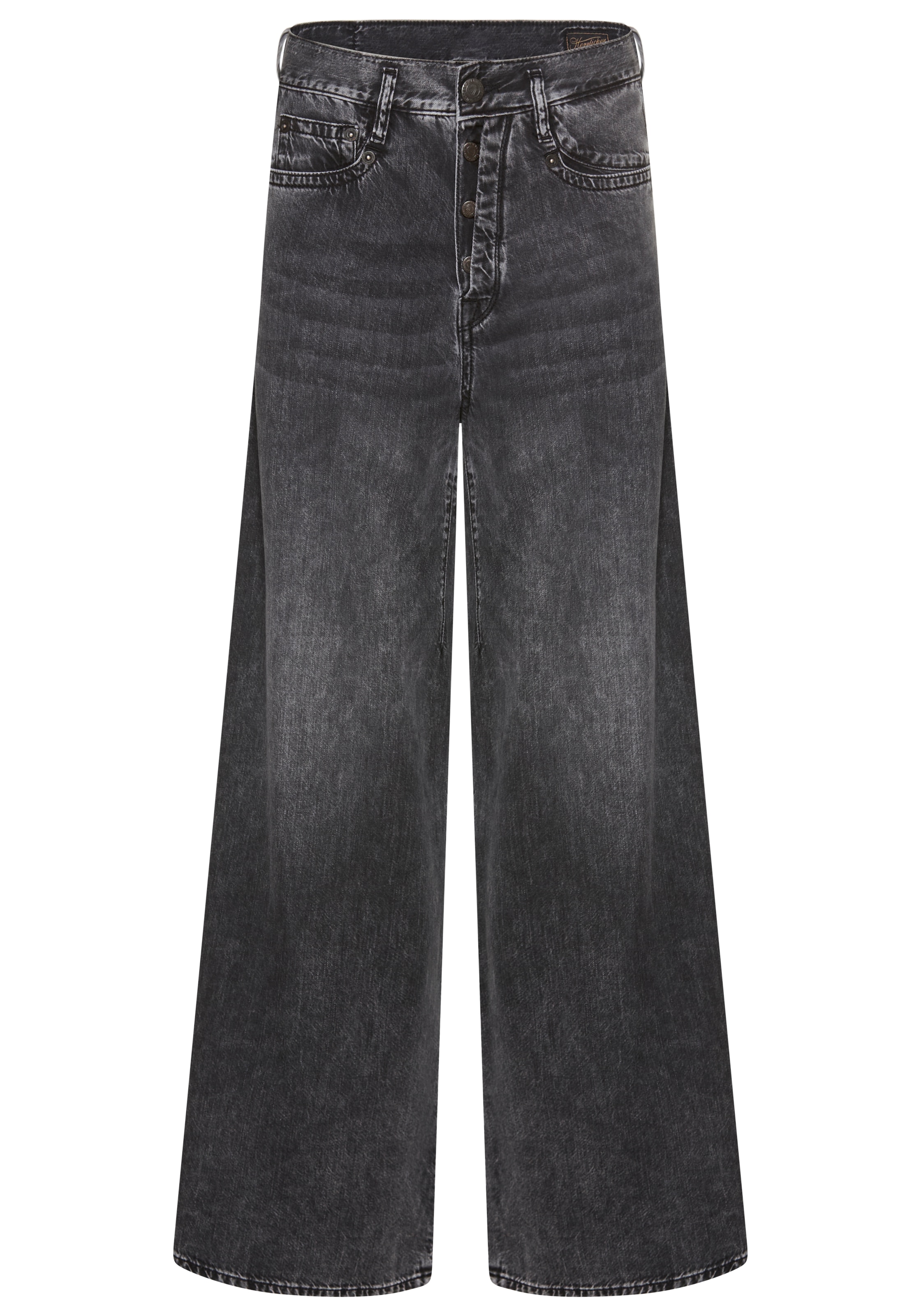 Herrlicher Weite Jeans »Shyra Palazzo Denim Black«, mit hoher Leibhöhe, Seitennähte