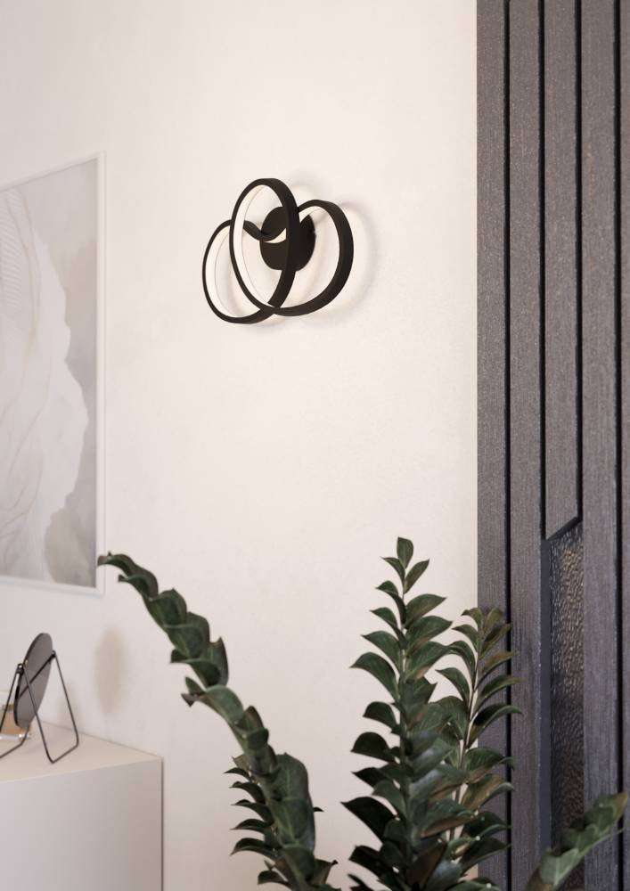 EGLO Wandleuchte »GIANELLA«, 1 flammig, Leuchtmittel LED-Modul | LED fest integriert, Wandlampe, Wandbeleuchtung, Metall in Schwarz, Flur, Wohnzimmerlampe