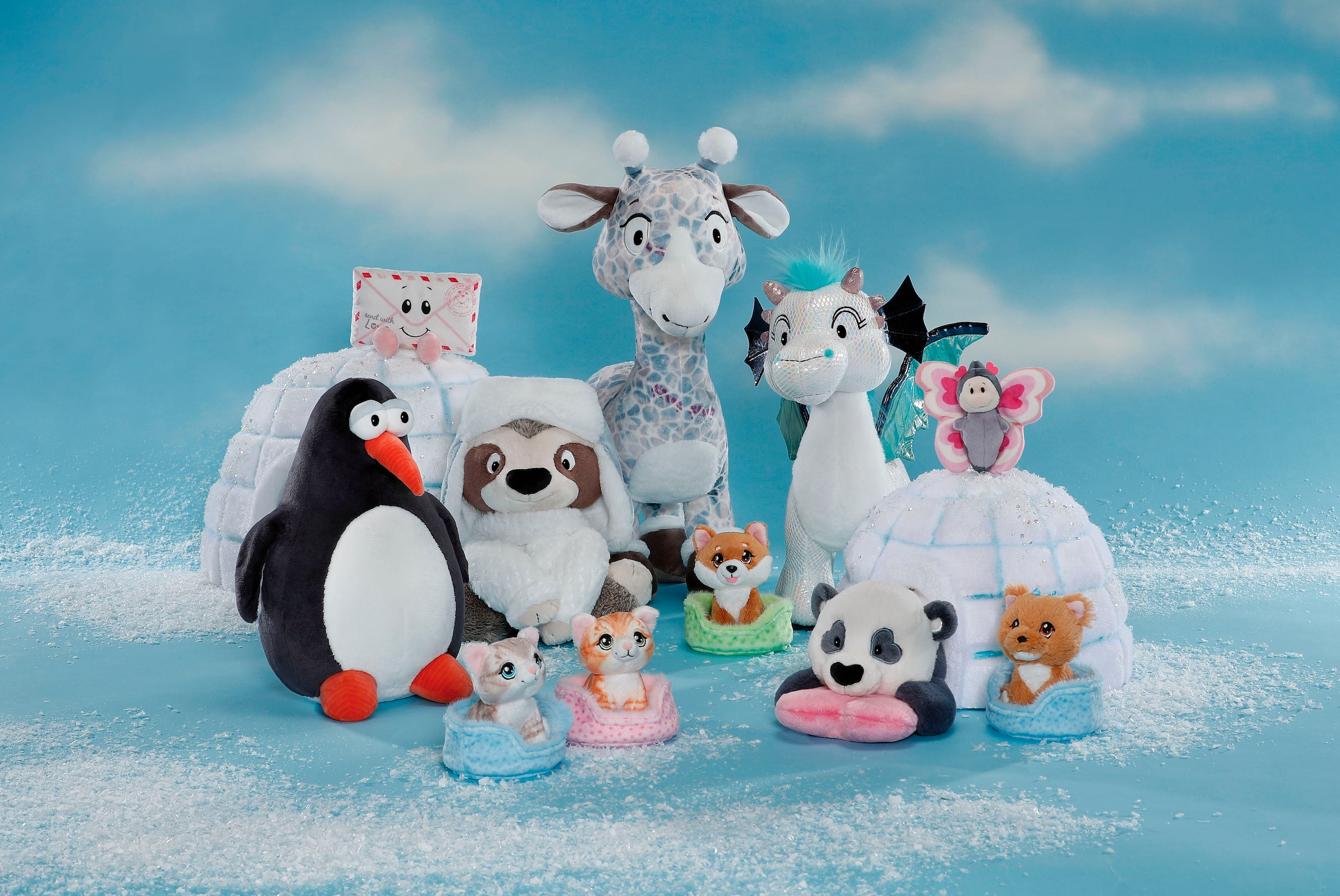 Nici Kuscheltier »Winter, Faultier Izzy Icetumbler mit Mütze, 35 cm schlenkernd«, schlenkernd; enthält recyceltes Material (Global Recycled Standard)