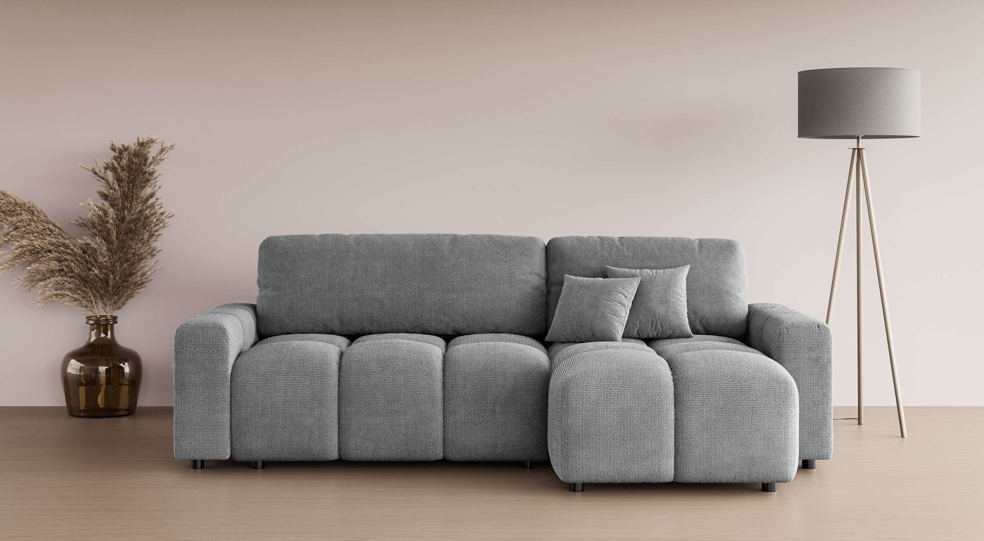 INOSIGN Ecksofa »FELICI, Schlafsofa 233cm, L-Form mit Recamiere beidseitig montierbar«, Designsofa mit Bettfunktion und Bettkasten, Maße B/T/H: 233/142/88 cm