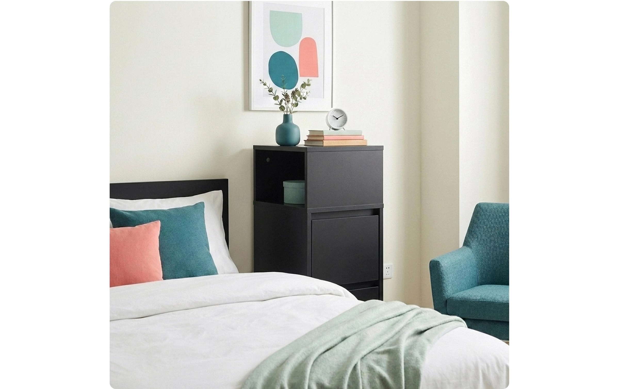 relaxdays »relaxdays Nachttisch 24 x 64 cm,  Weiss/Braun ,  2er Set«