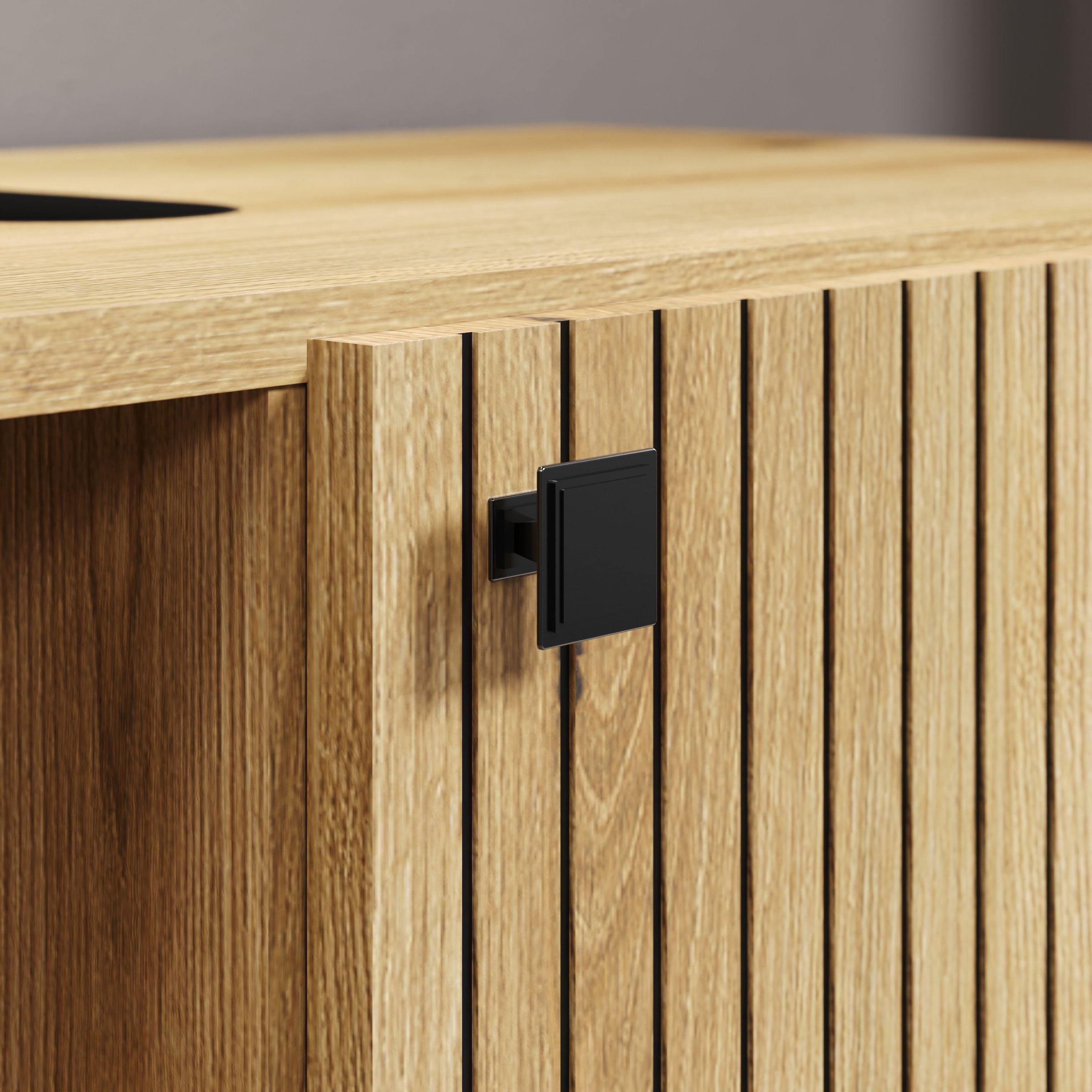 welltime Waschbeckenunterschrank »Amrum«, (1 St.), BxHxT 80 x 64 x 42cm Waschbeckenunterschrank Eiche Rillenoptik