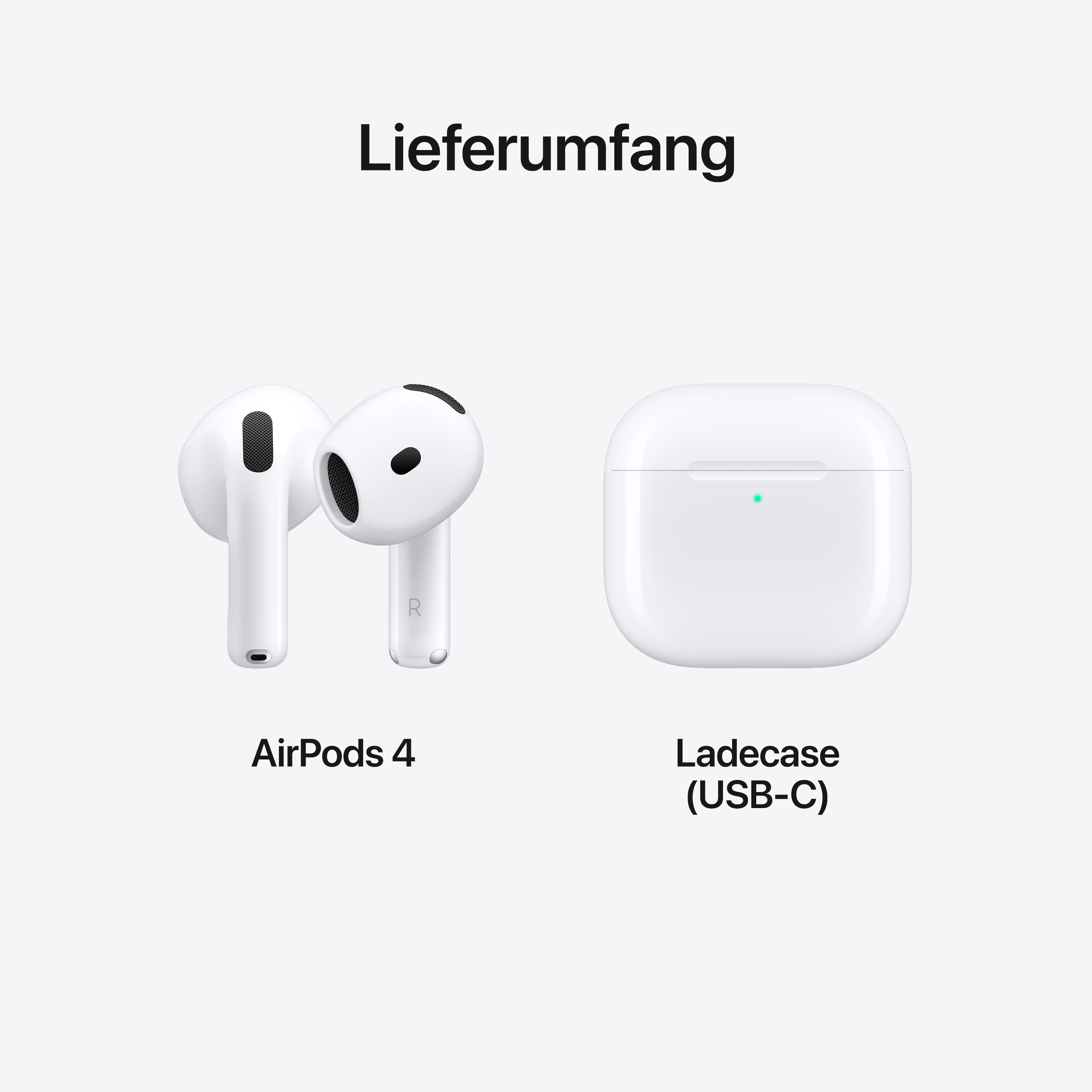 Apple wireless In-Ear-Kopfhörer »AirPods 4«, Bluetooth, kompatibel mit Siri-integrierte Steuerung für Anrufe und Musik