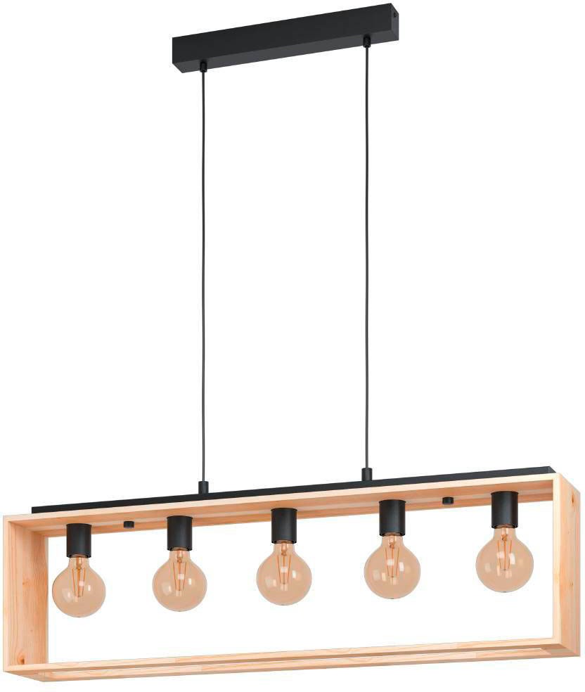 EGLO Hängeleuchte »FAMBOROUGH Pendellampe, Stahl und Holz, E27, Wohnzimmerl günstig online kaufen