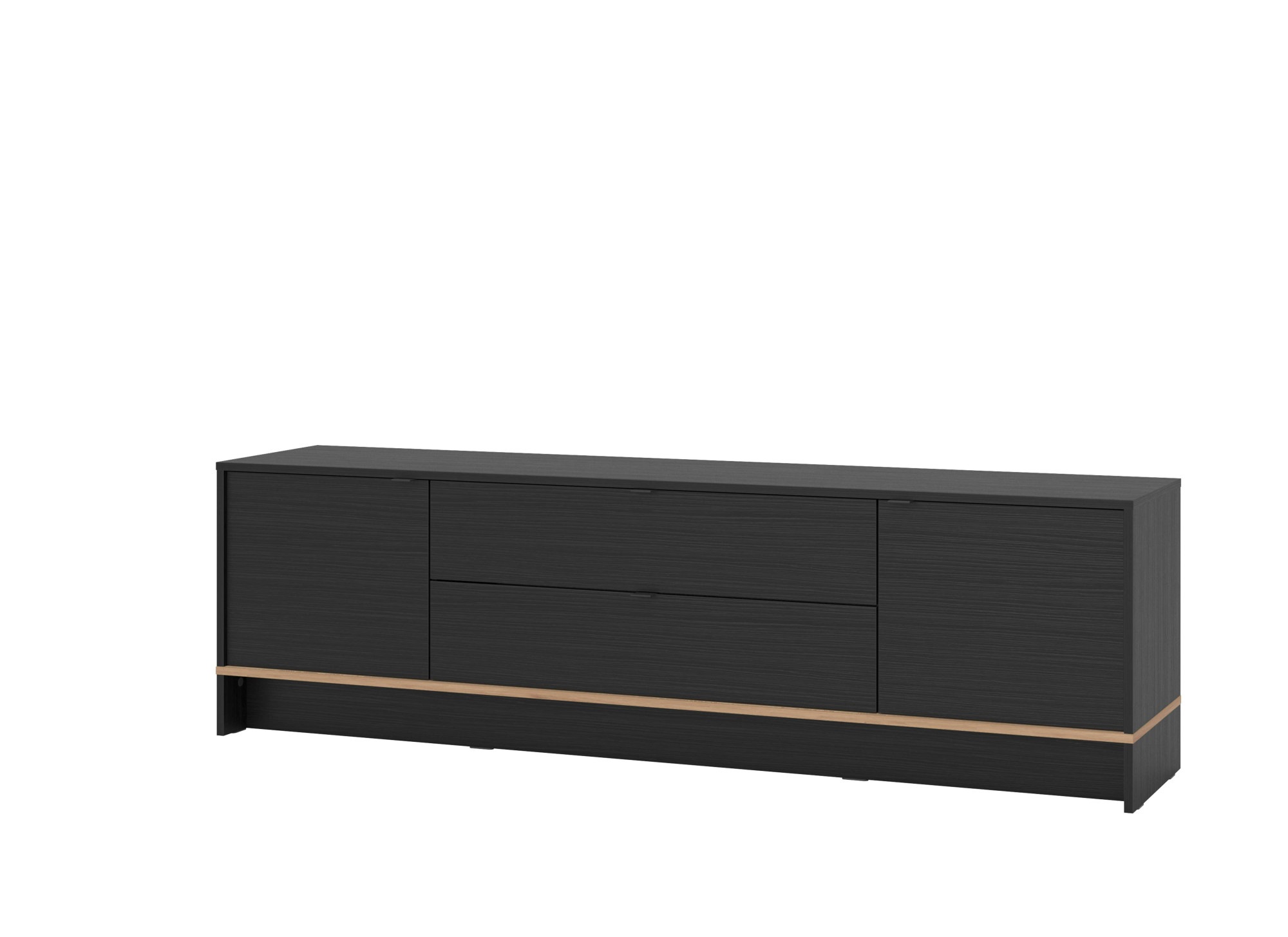 INOSIGN TV-Board »Lille Lowboard, Breite 182,5 cm, TV-Schrank, TV-Ständer, viel Stauraum«, im schwarzen Dekor mit Textur, mit vier geschlossenen Fächer