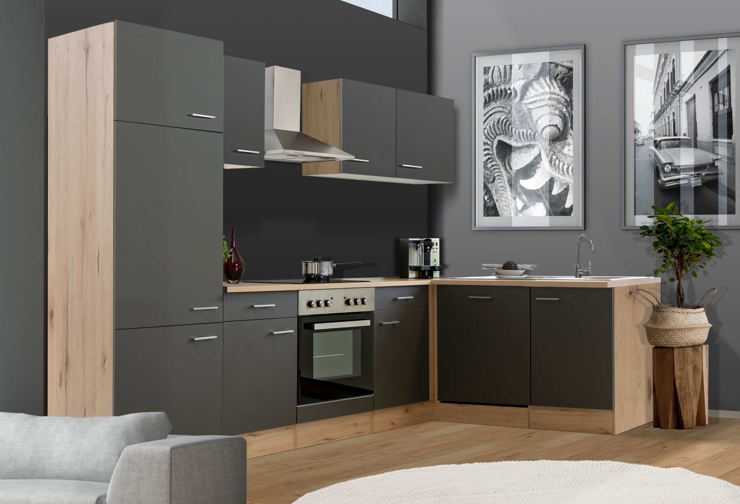 Flex-Well Küchenzeile »Morena«, mit E-Geräten, Gesamtbreite 280 x 170 cm günstig online kaufen