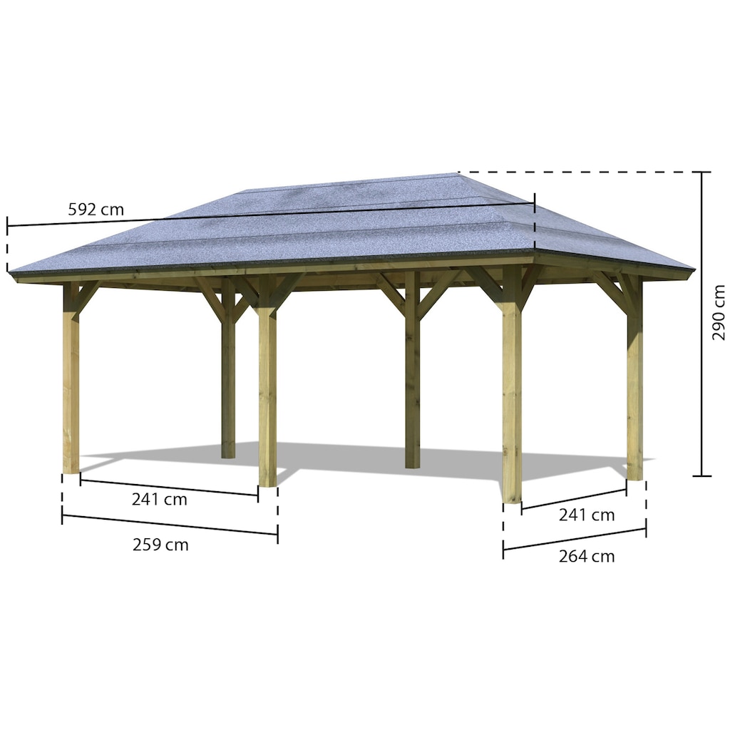 Karibu Pavillon »Bergen 2«, (Set), BxTxH: 592x338x290 cm, mit H-Pfostenanker