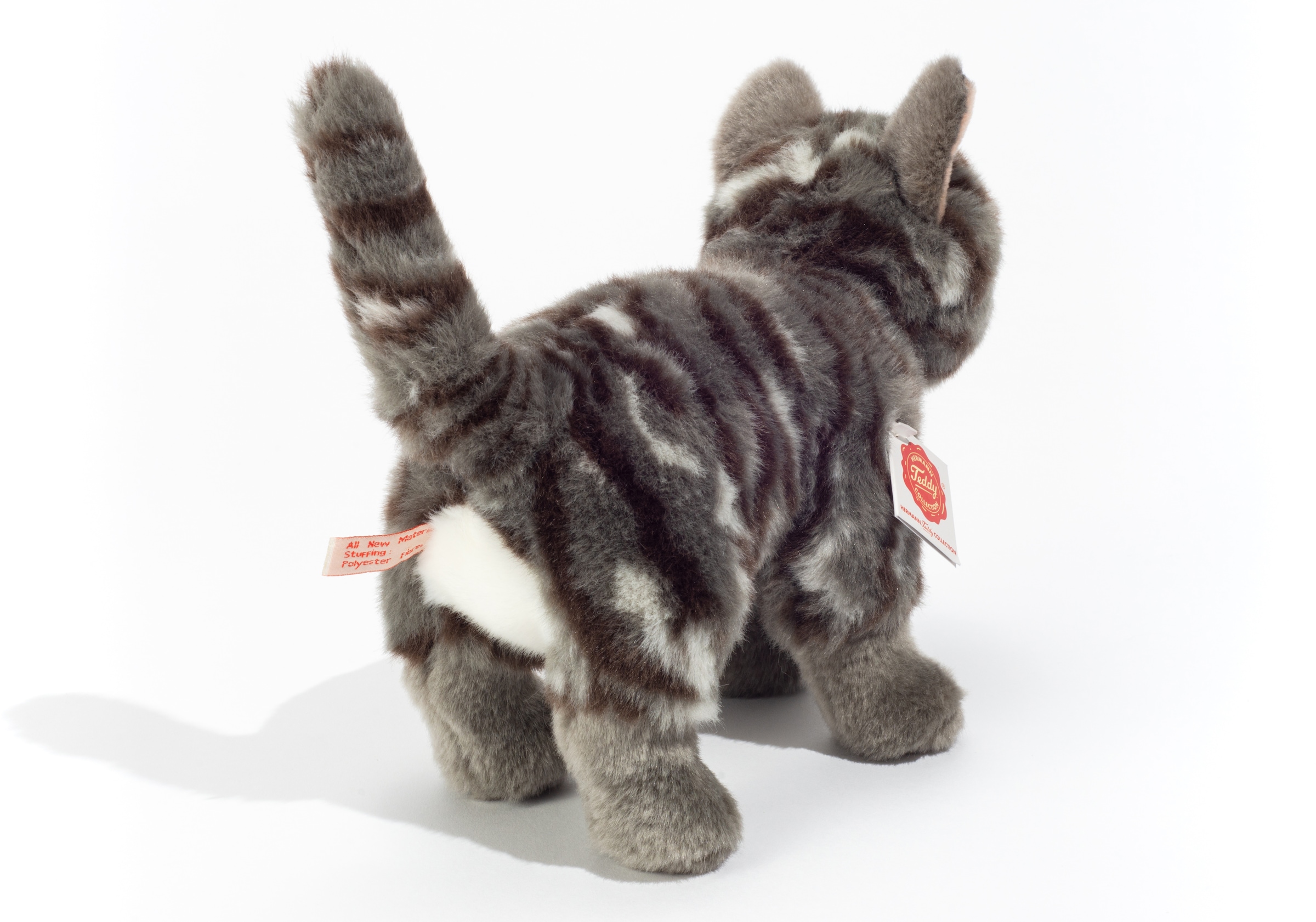 Teddy Hermann® Kuscheltier »Katze stehend grau getigert, 20 cm«, zum Teil aus recyceltem Material
